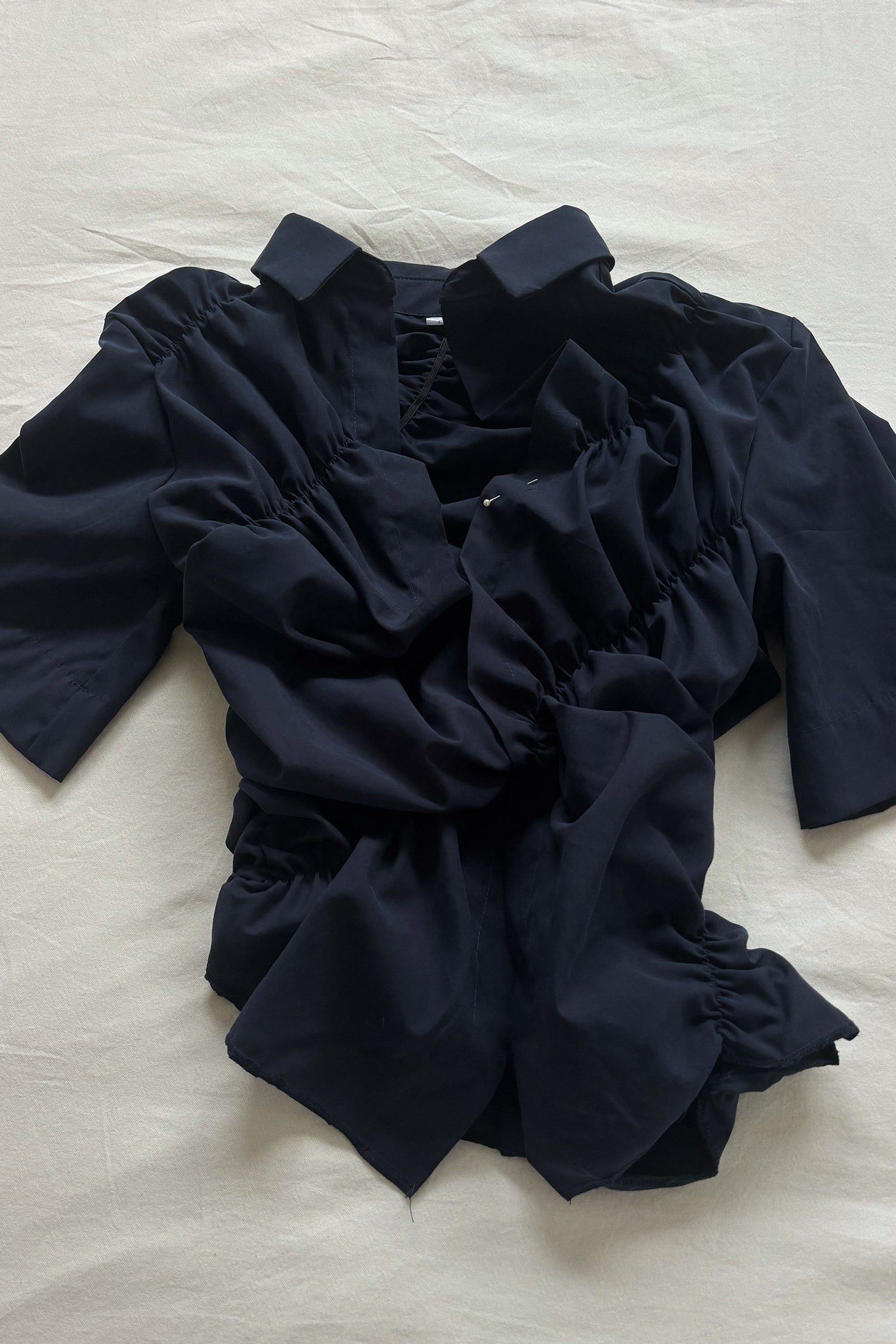 Gathered SS Shirt in Midnight