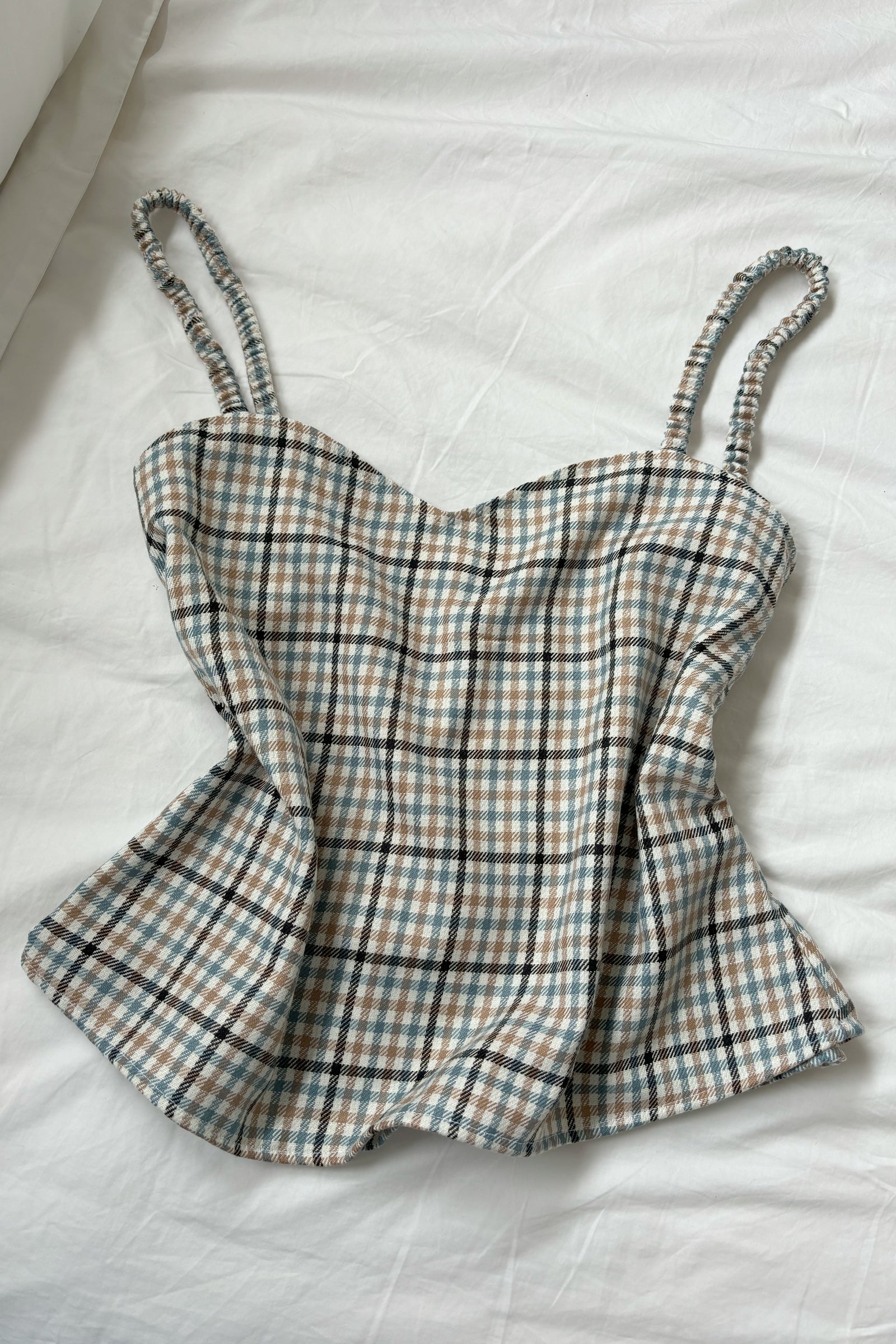 Heart Camisole in Blue Plaid