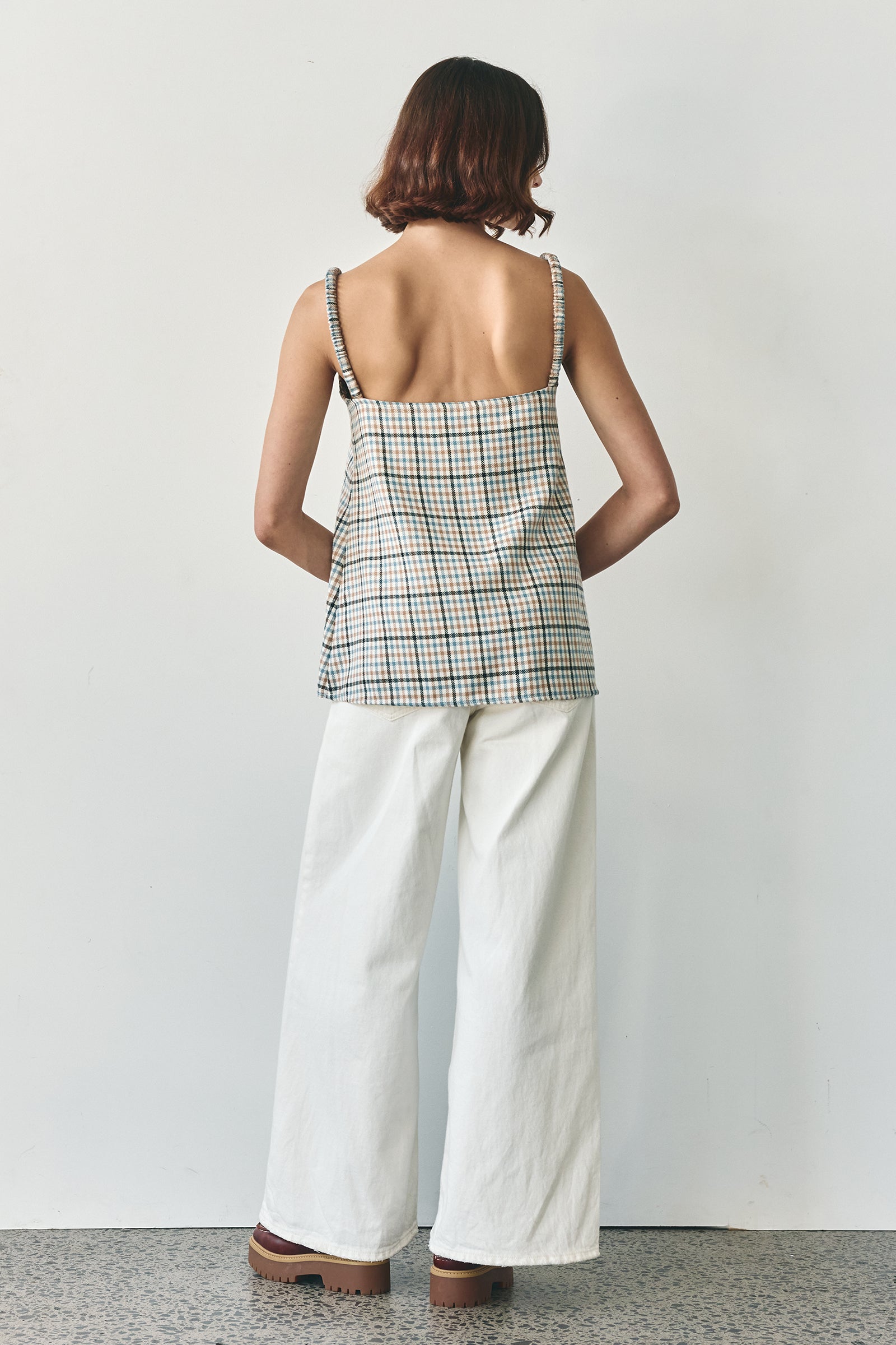 Heart Camisole in Blue Plaid