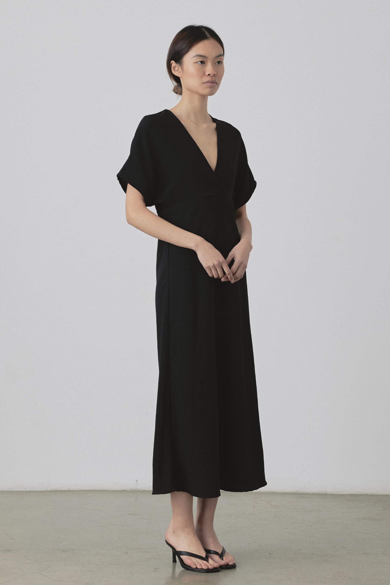 Kimono Bias-Cut Dress in Black