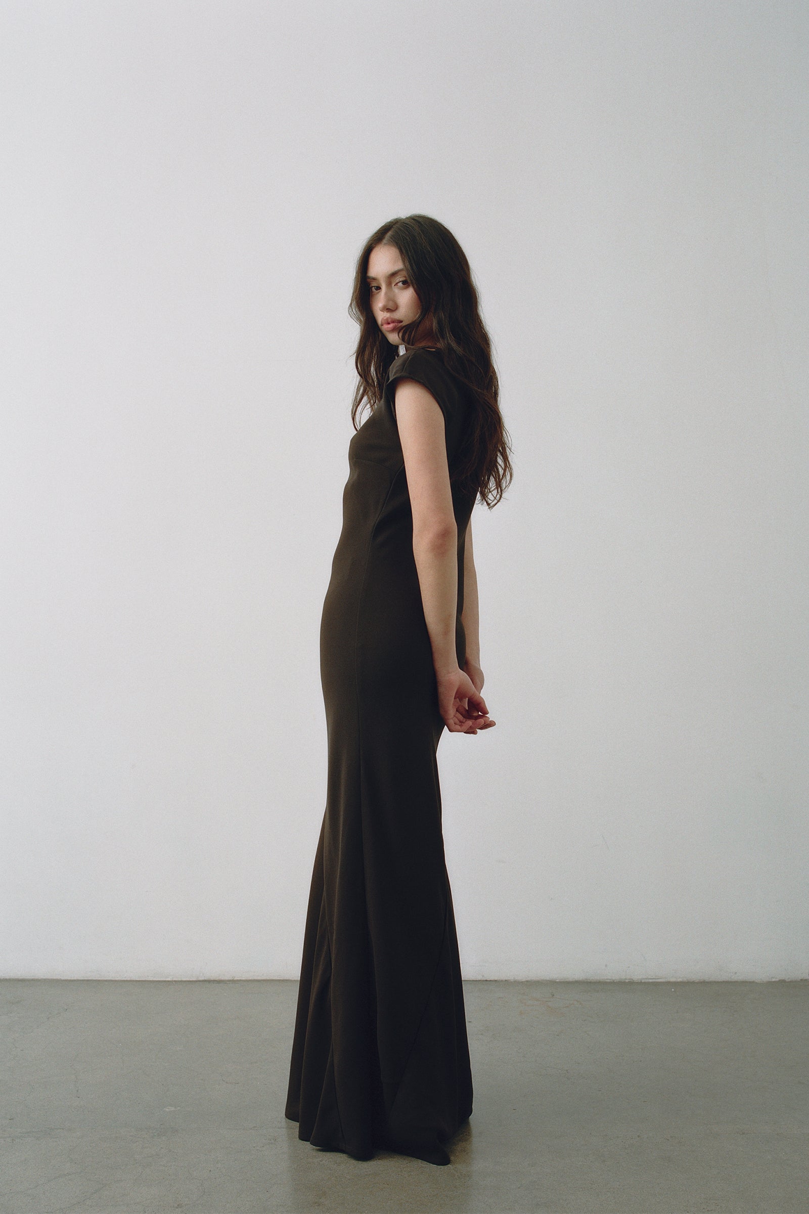 Robe longue Kirby couleur chocolat
