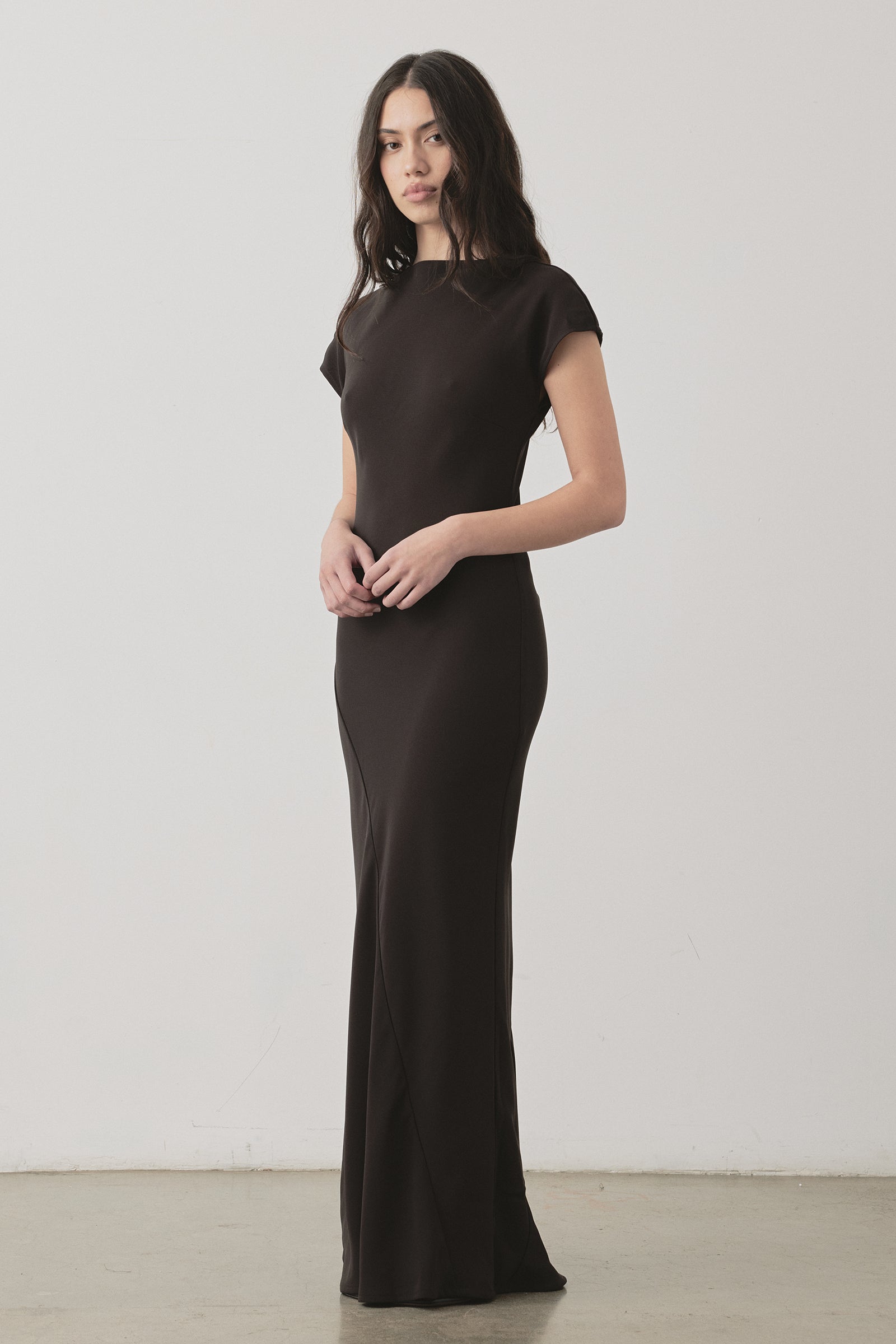 Robe longue Kirby couleur chocolat