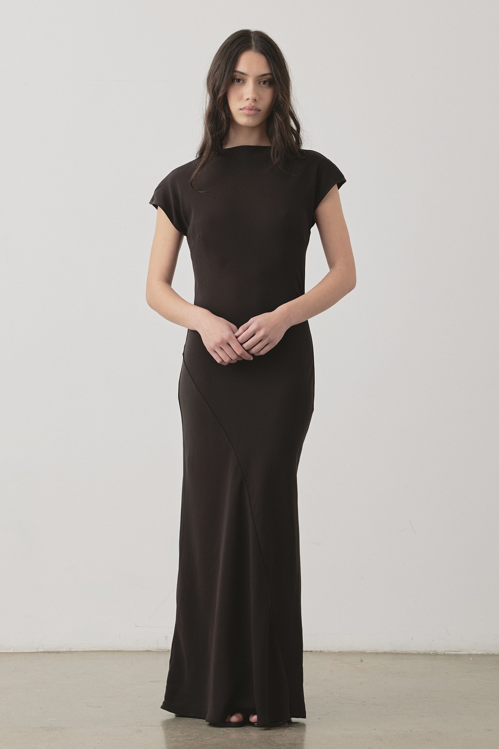 Robe longue Kirby couleur chocolat