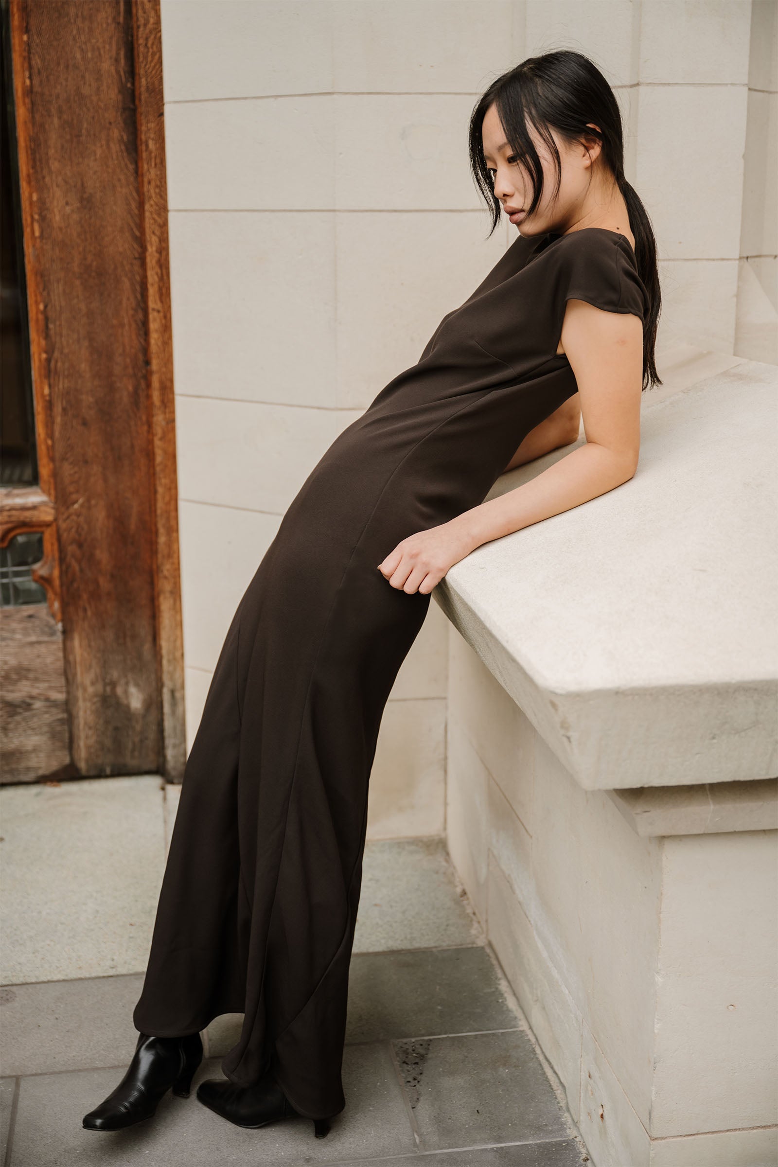 Robe longue Kirby couleur chocolat