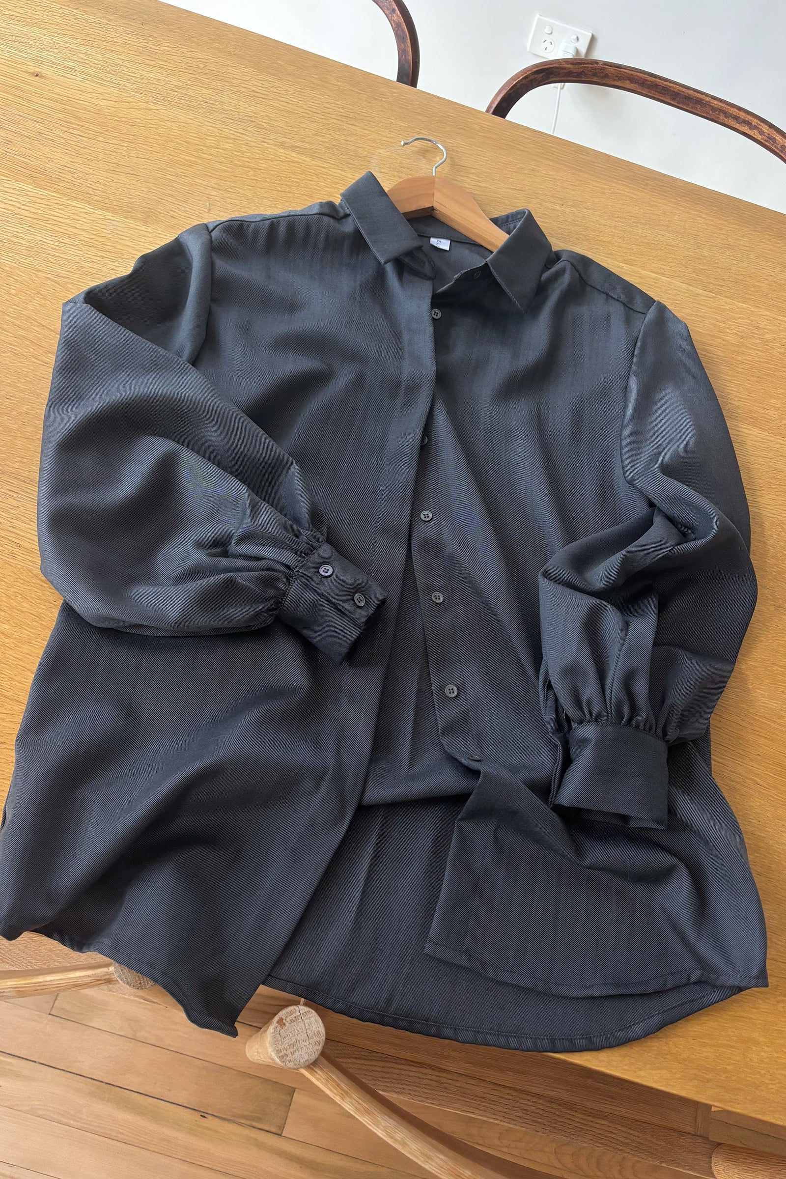 (Sale) Mes Overshirt in Charcoal Virgin Wool