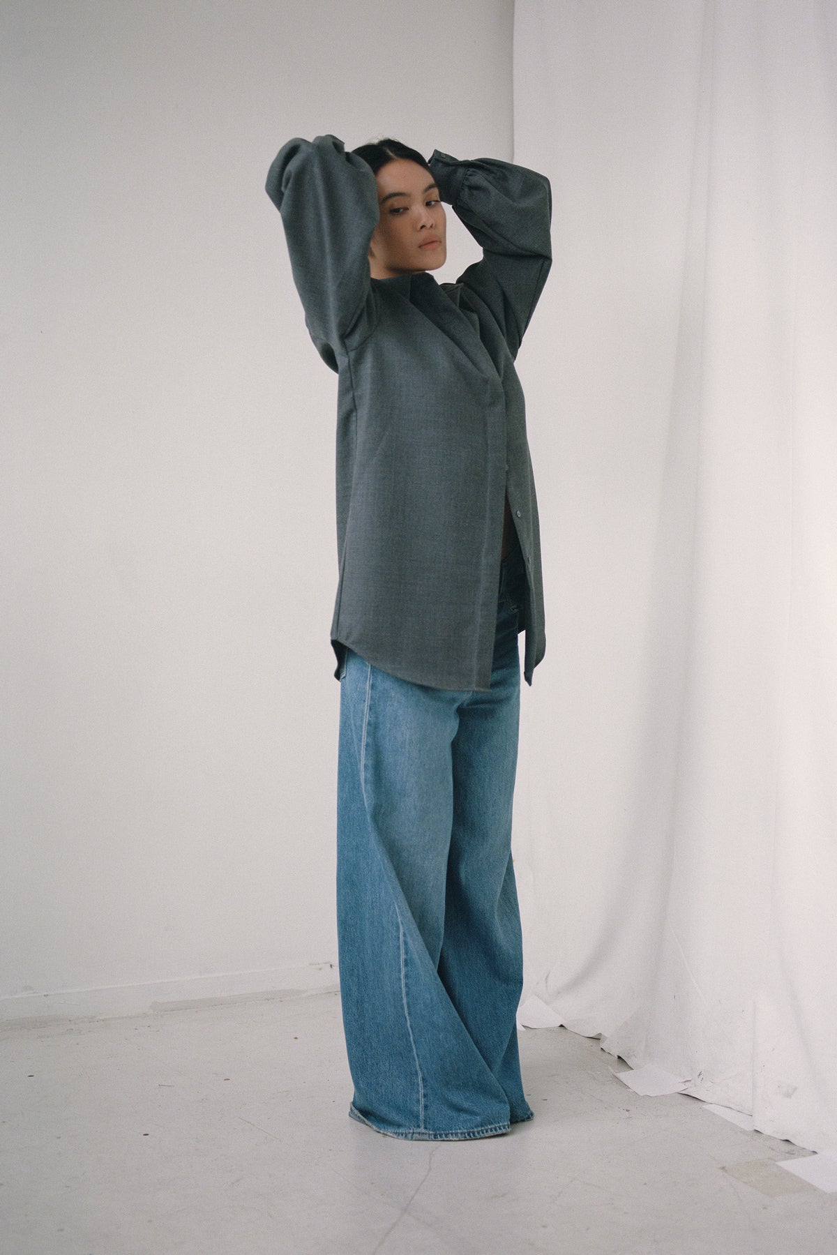 (Sale) Mes Overshirt in Charcoal Virgin Wool
