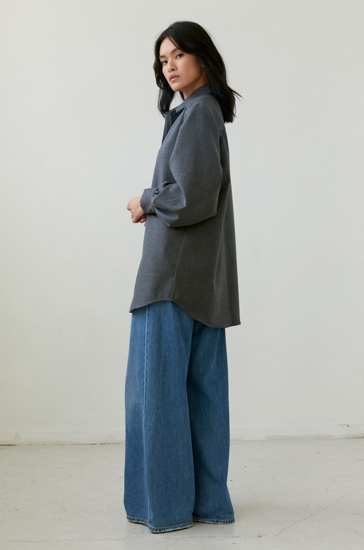 (Sale) Mes Overshirt in Charcoal Virgin Wool