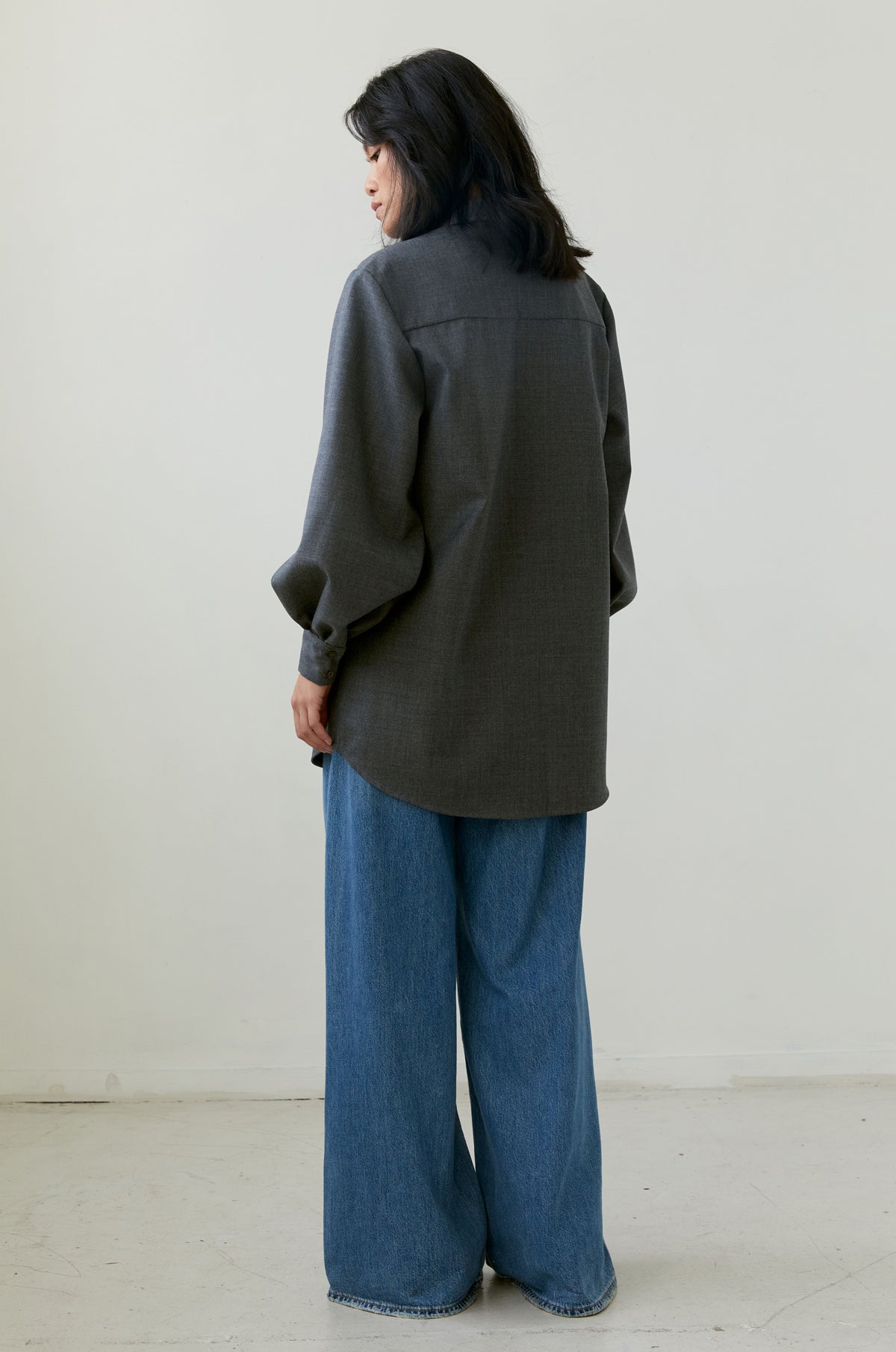 (Sale) Mes Overshirt in Charcoal Virgin Wool