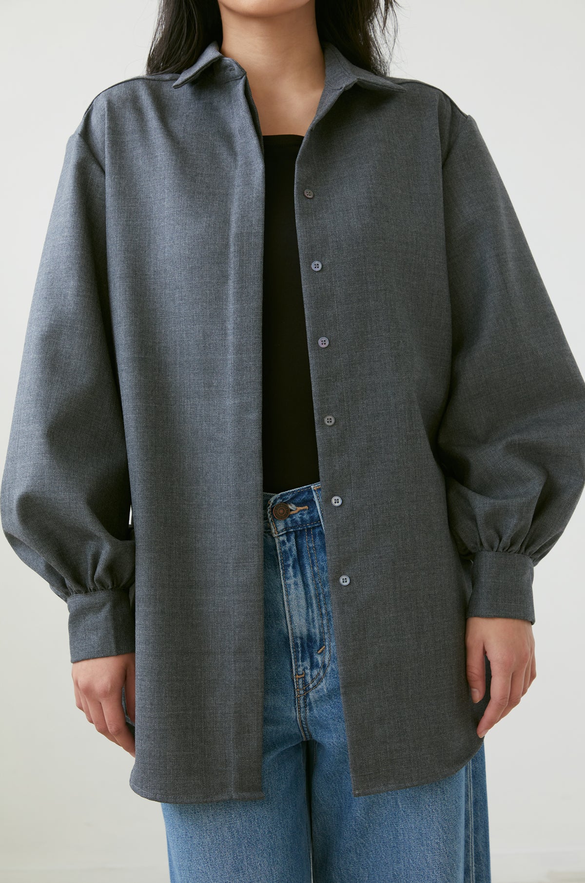 (Sale) Mes Overshirt in Charcoal Virgin Wool