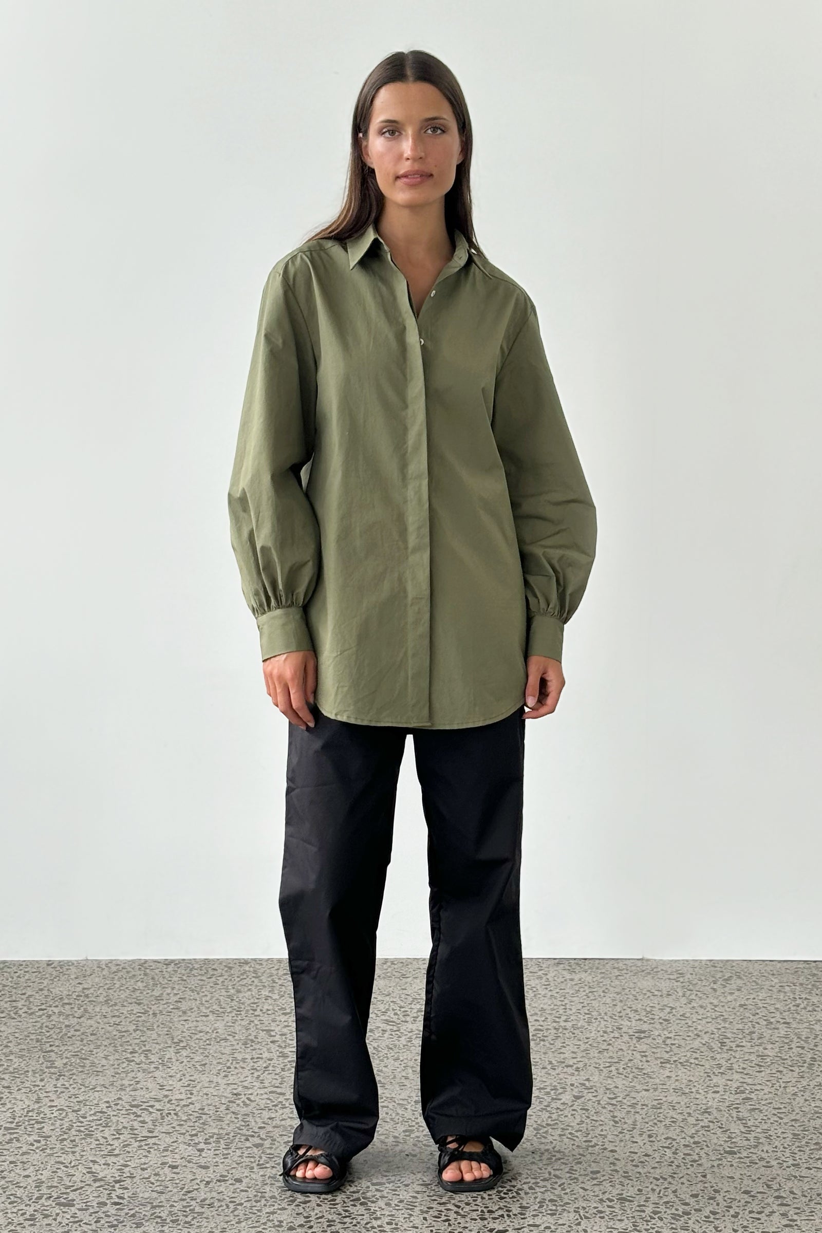 Mes Cotton Overshirt in Olive