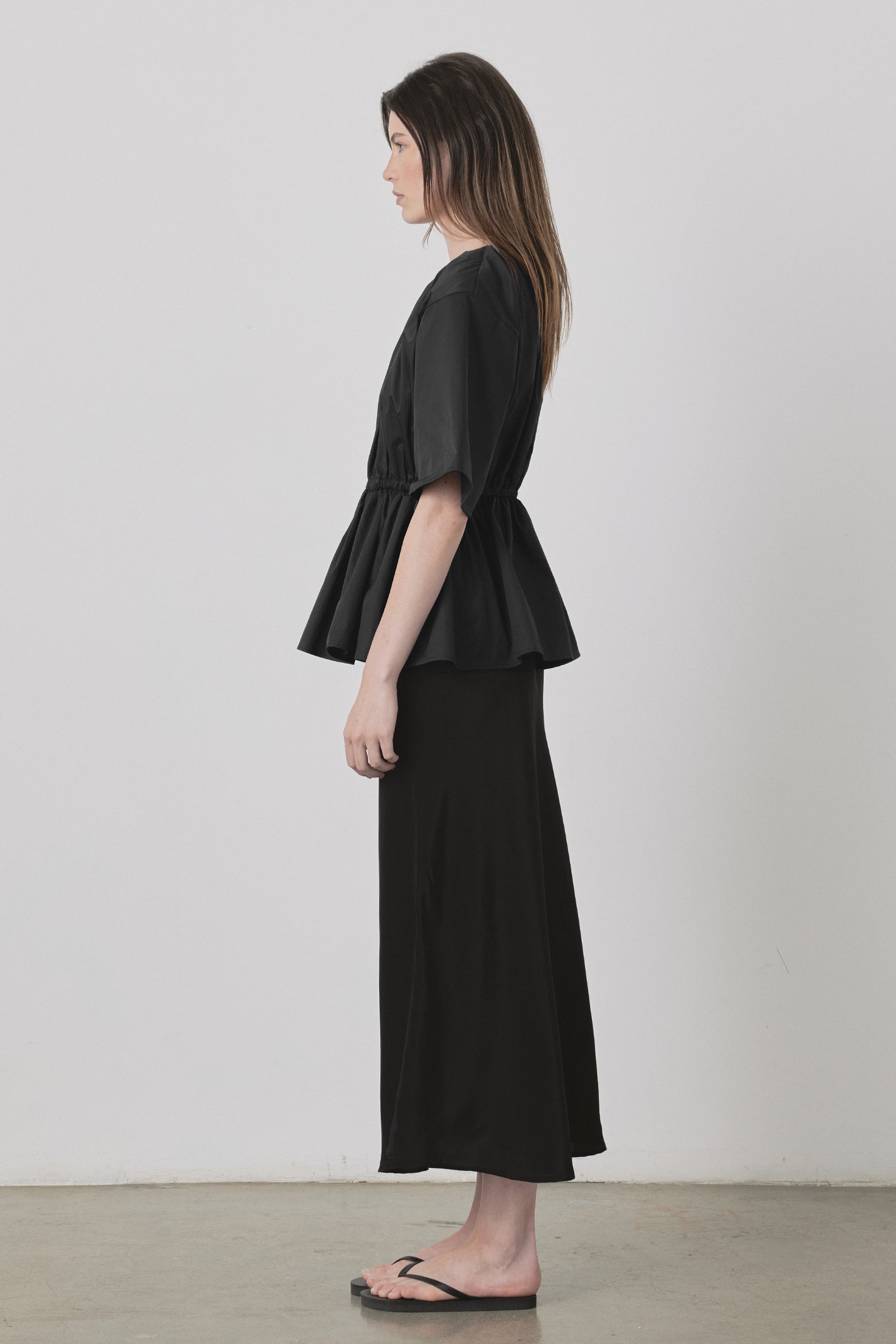 Slip Maxi Picot Skirt in Black