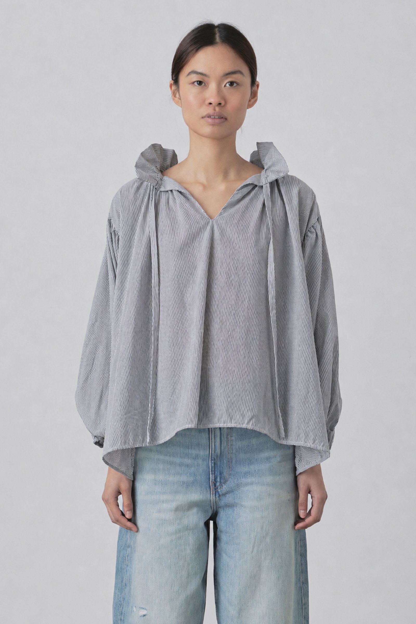 Nonna Blouse in Pinstripe