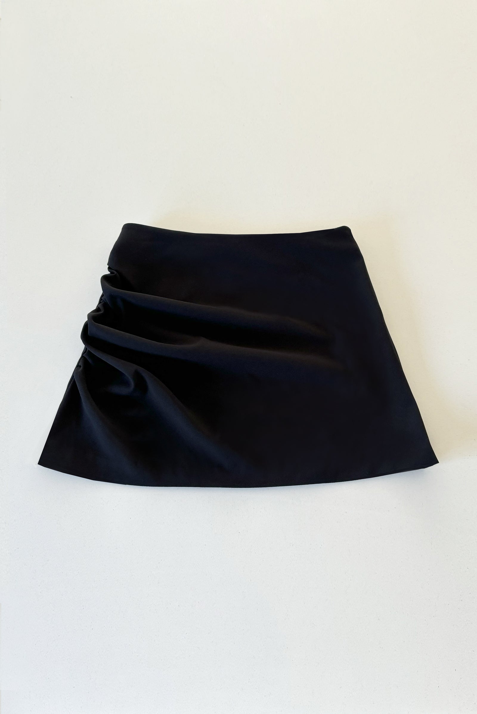 Ruched Mini Skirt in Black