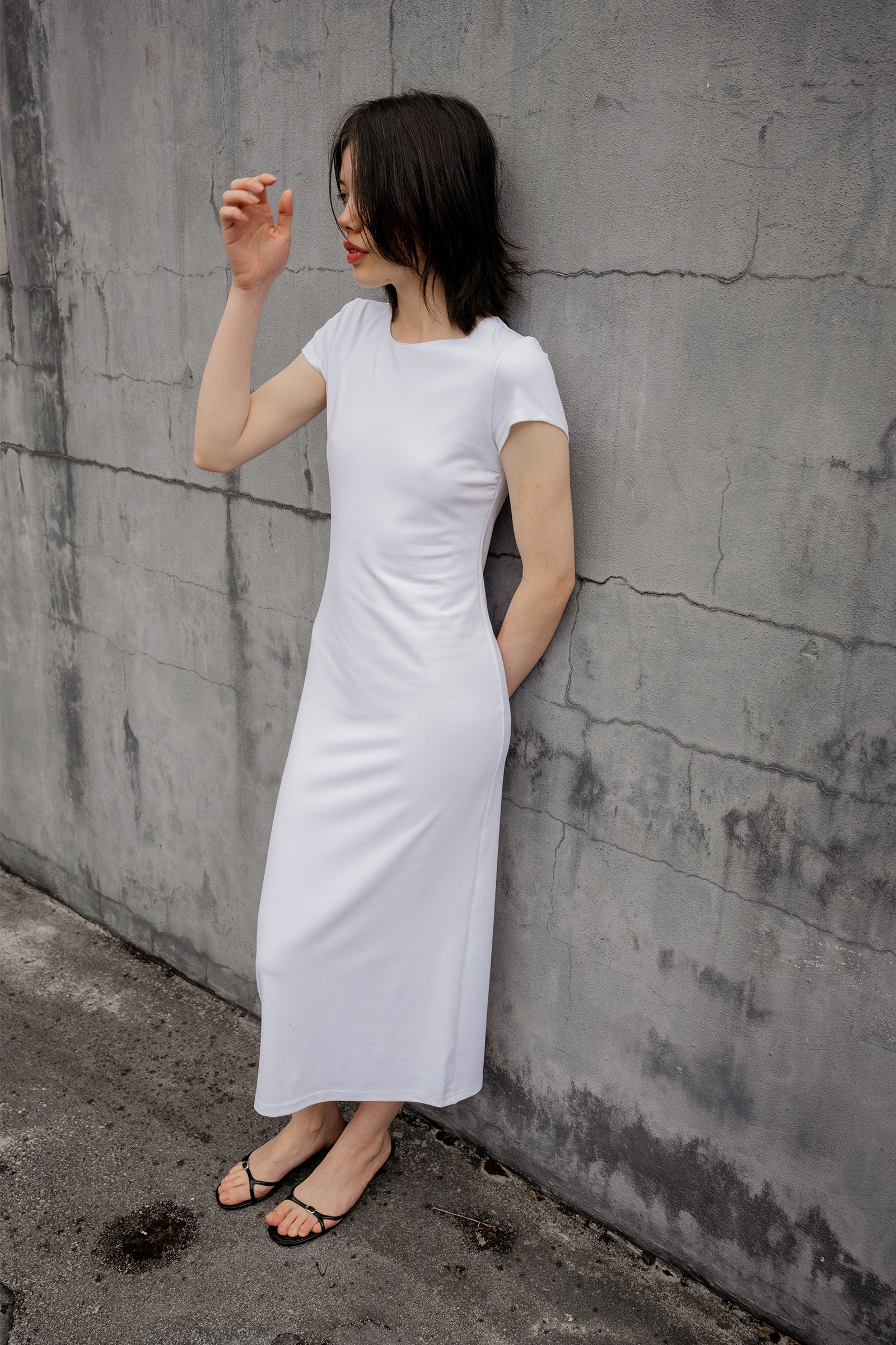 SS Tee Dress in White