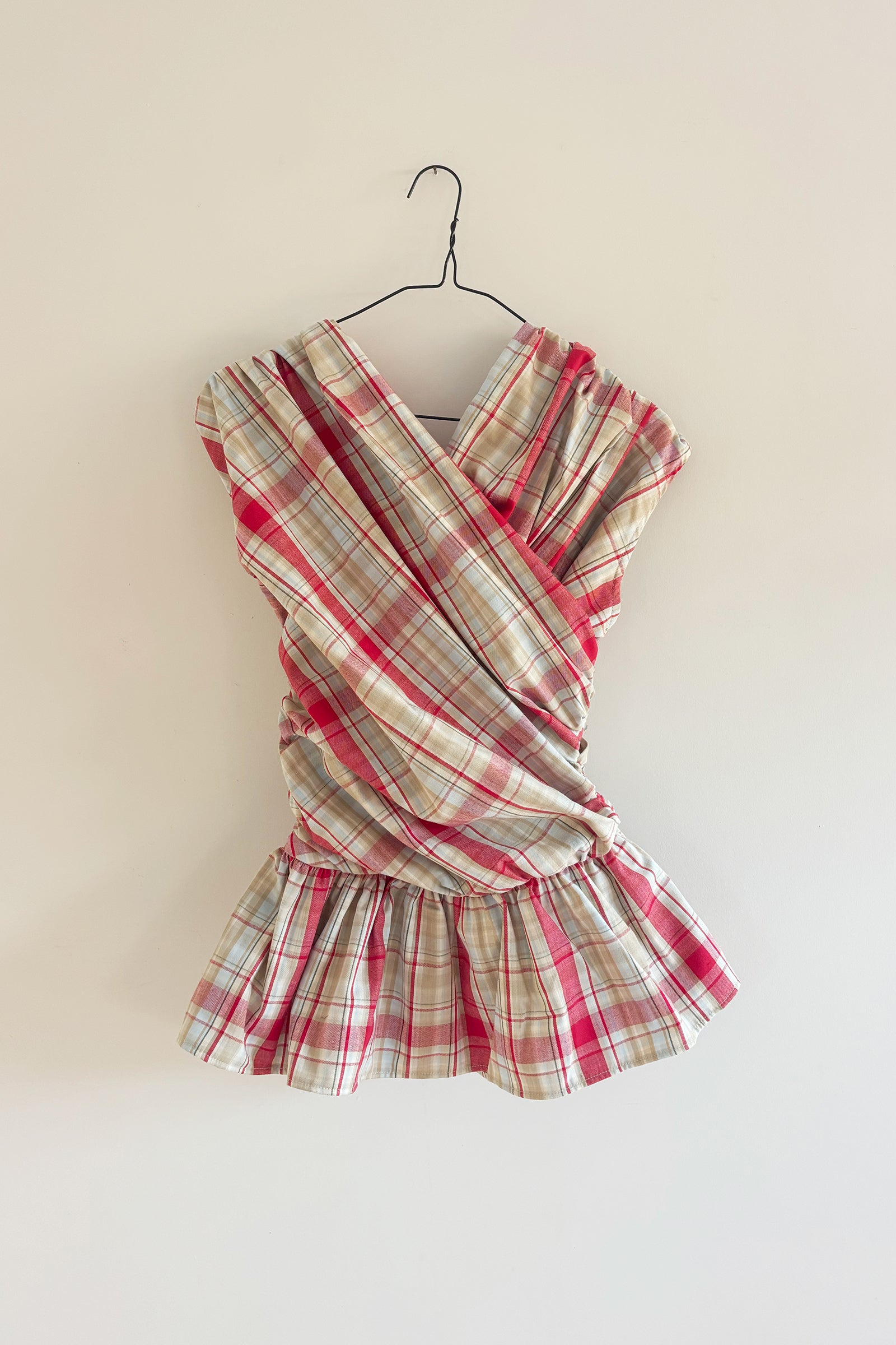 Haut croisé deux pièces en tartan baie