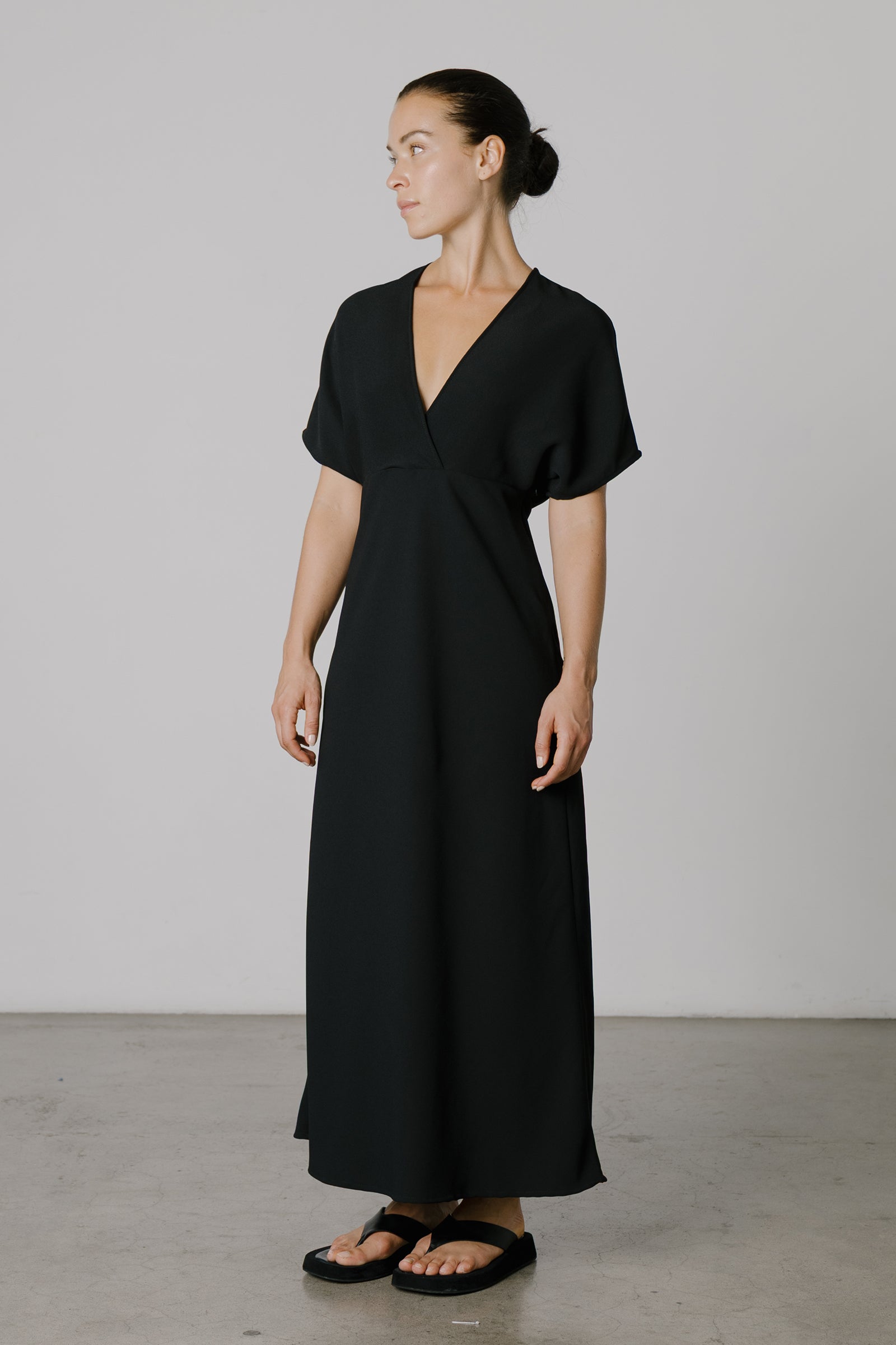 Kimono Bias-Cut Dress in Black