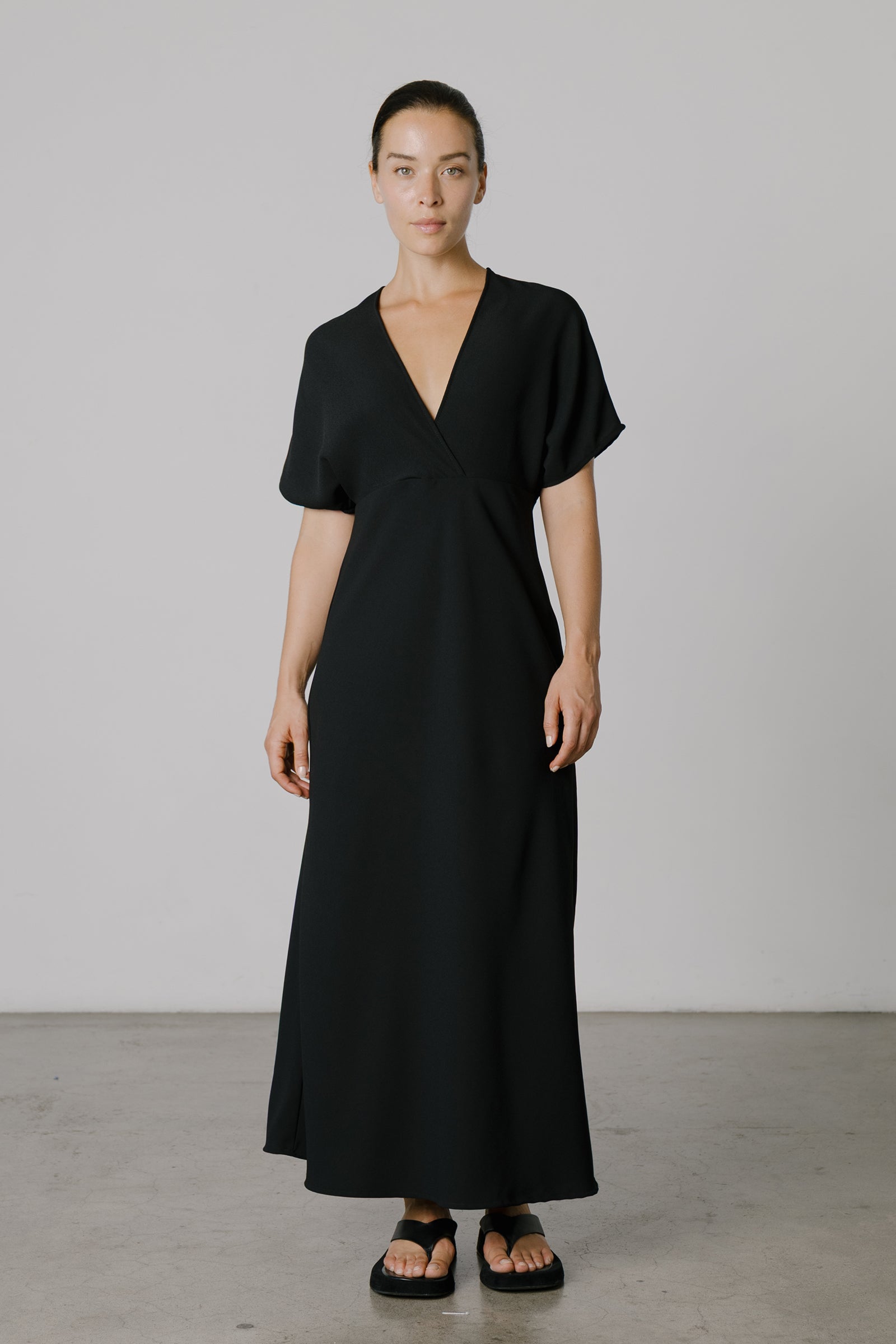 Kimono Bias-Cut Dress in Black
