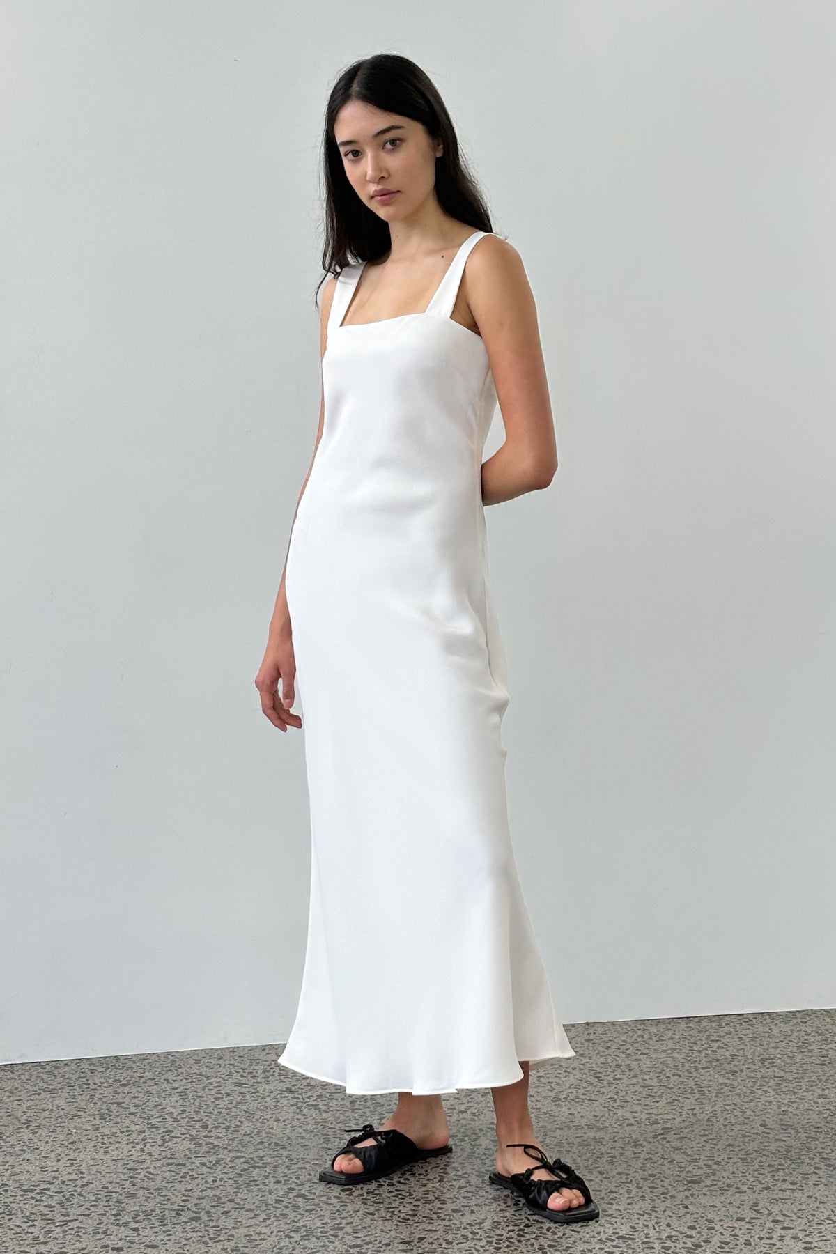 Sculpted Slip Dress in Ivory Ellis Label