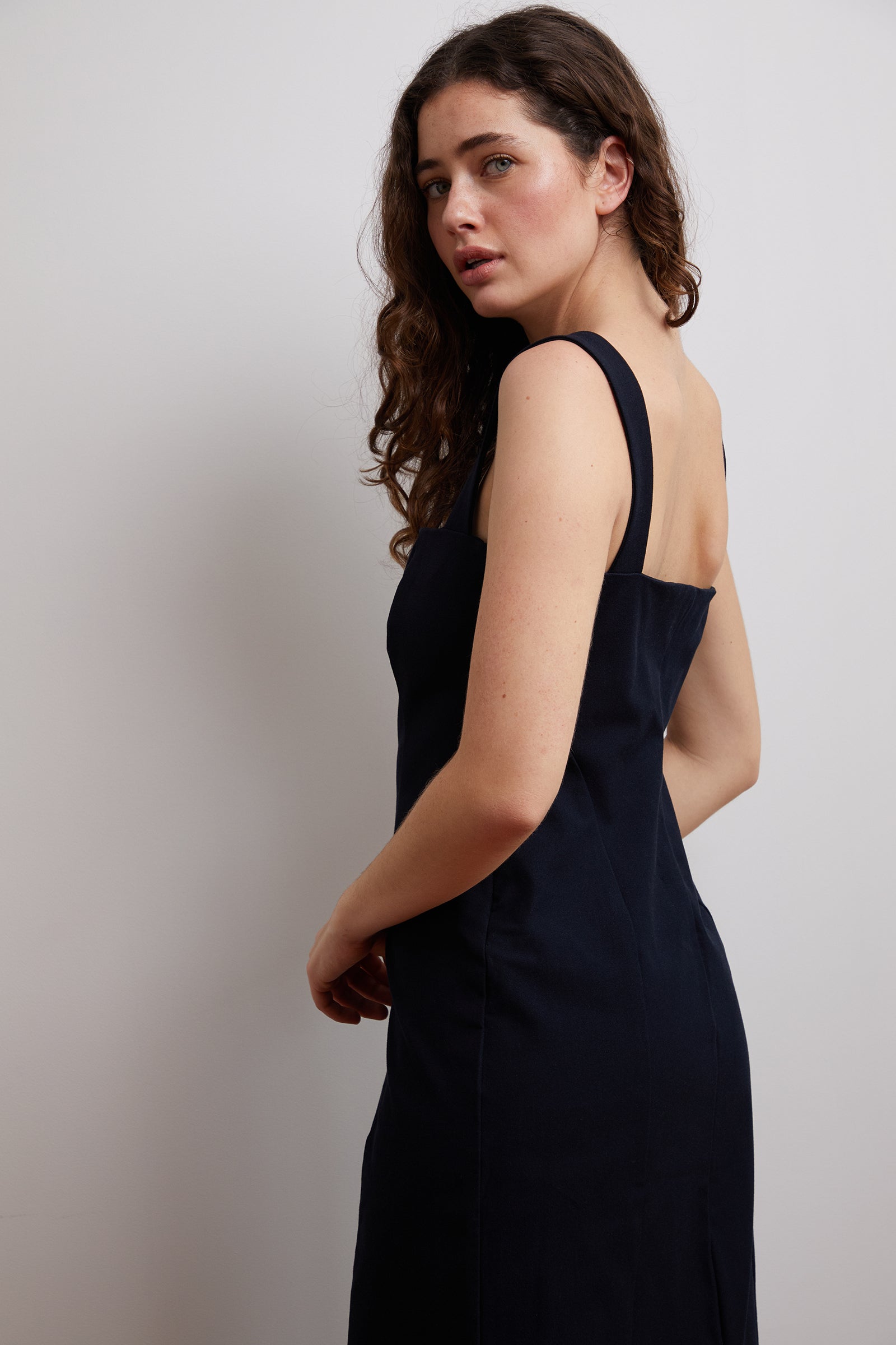 Sculpted Straight Dress in Black