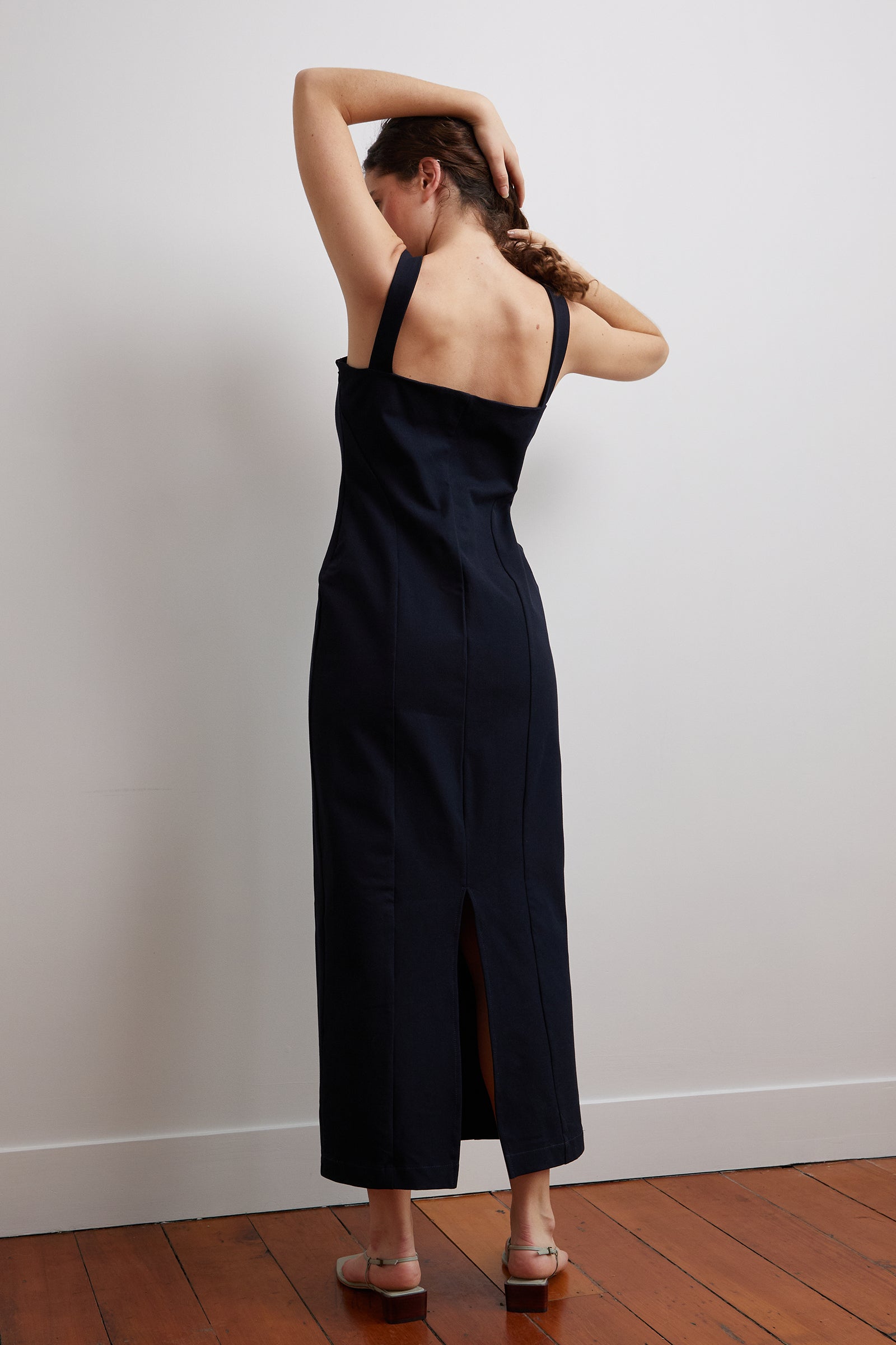 Sculpted Straight Dress in Black