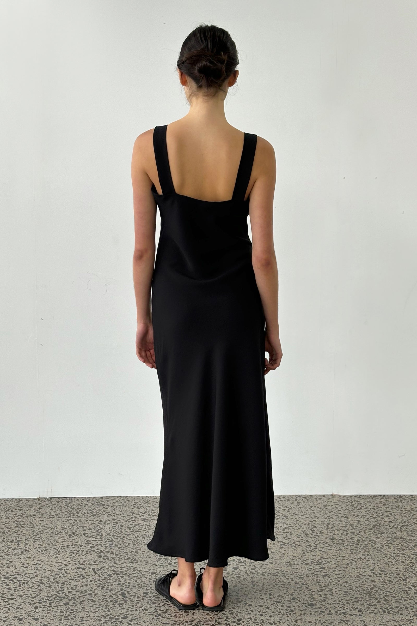 Sculpted Slip Dress in Black