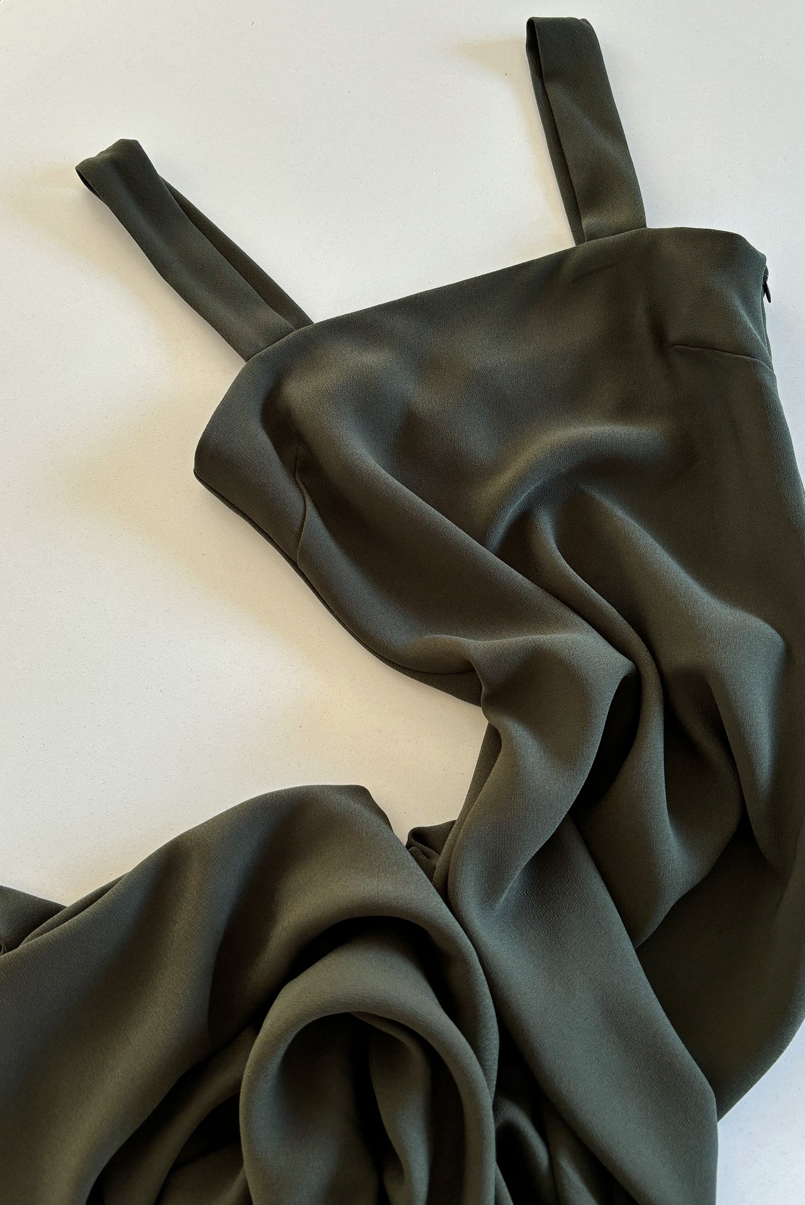 Sculpted Slip Dress in Khaki