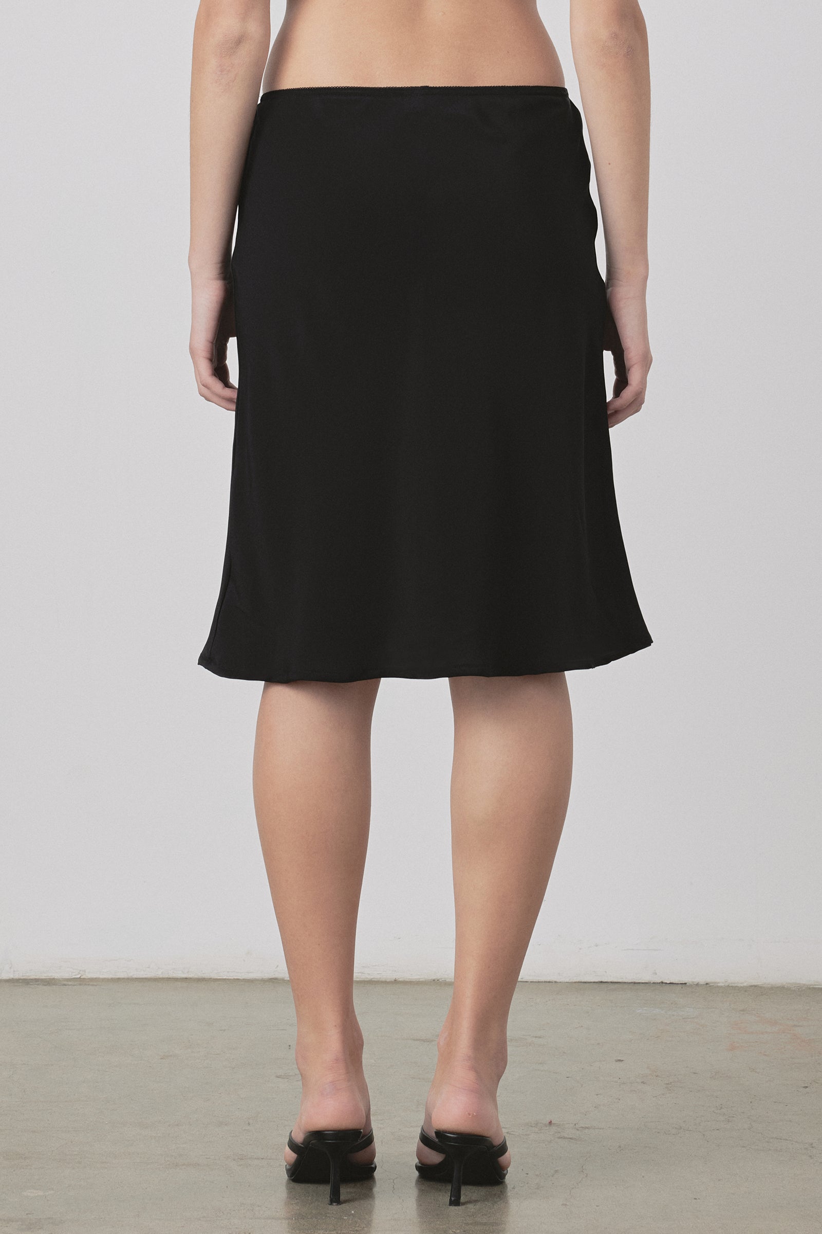 Slip Midi Picot Skirt in Black