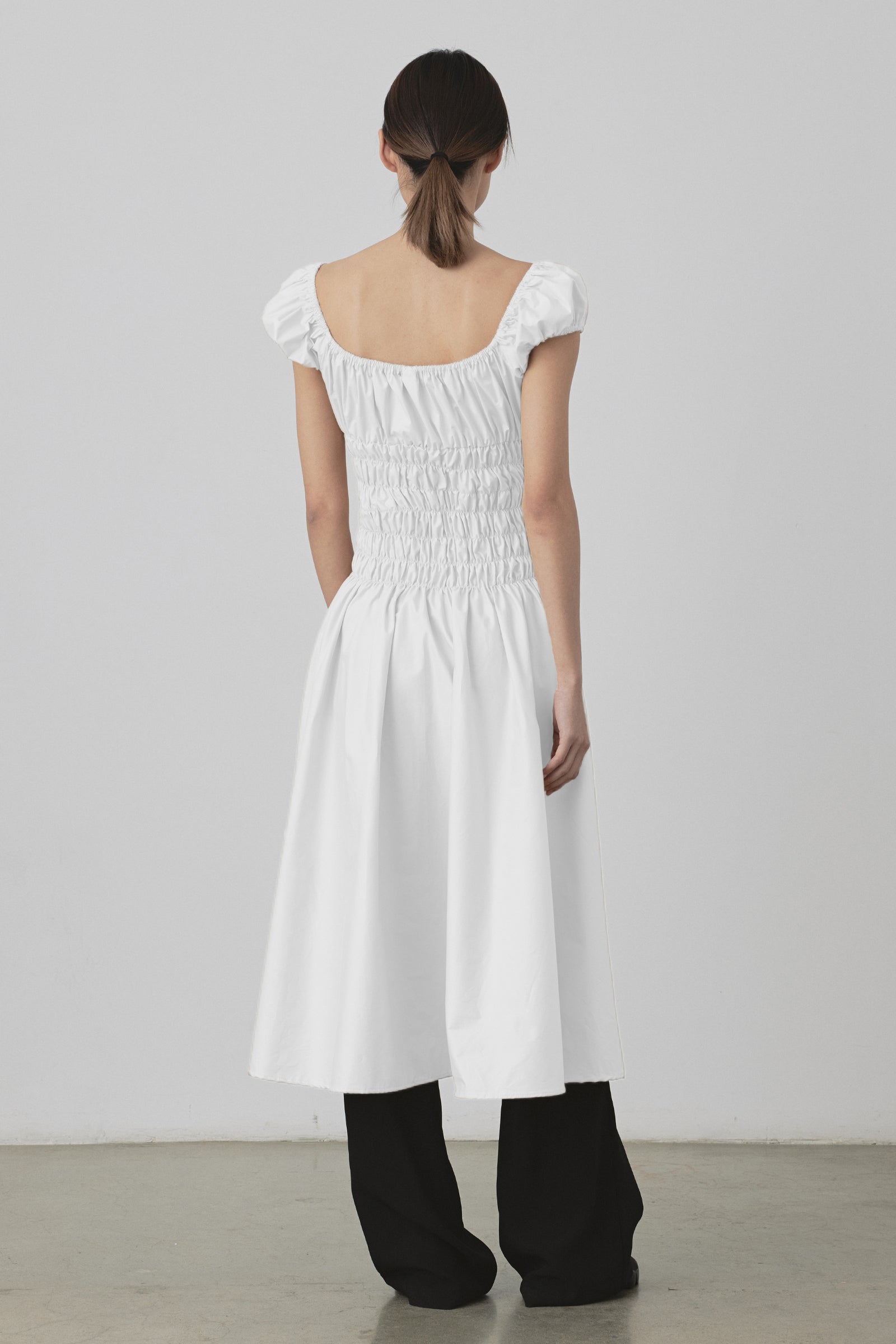 Scrunch Dress in White