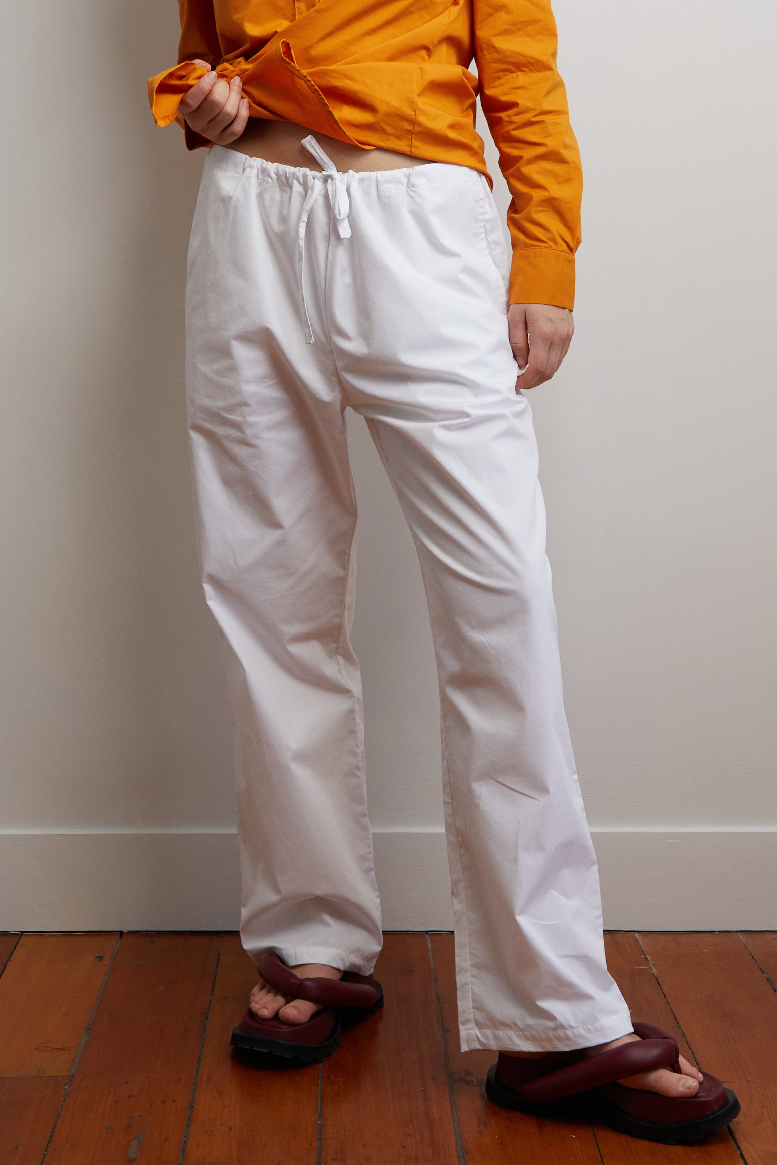 Thirties Straight Cotton Pant in White