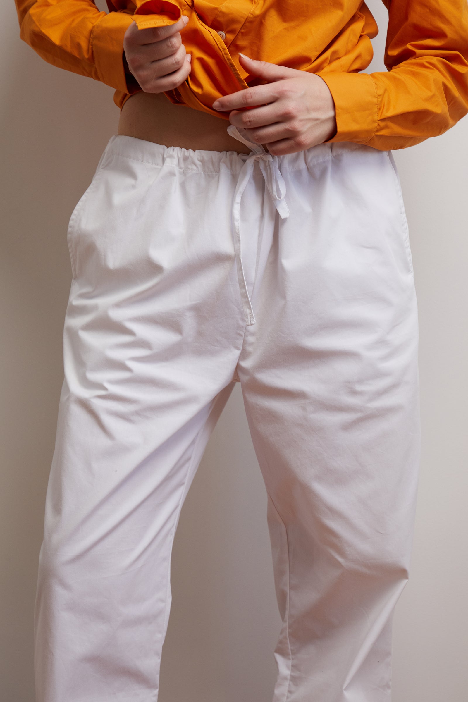 Thirties Straight Cotton Pant in White