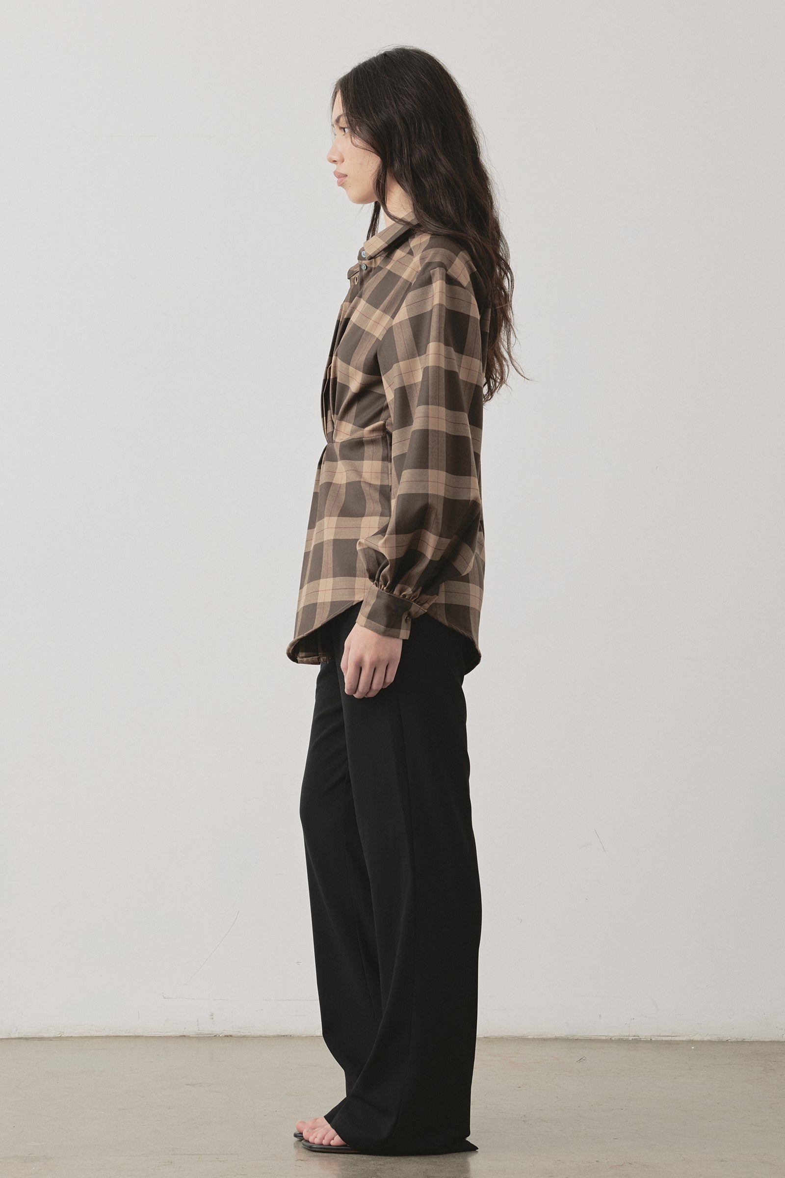 Twisted Mes Shirt in Chocolate Check