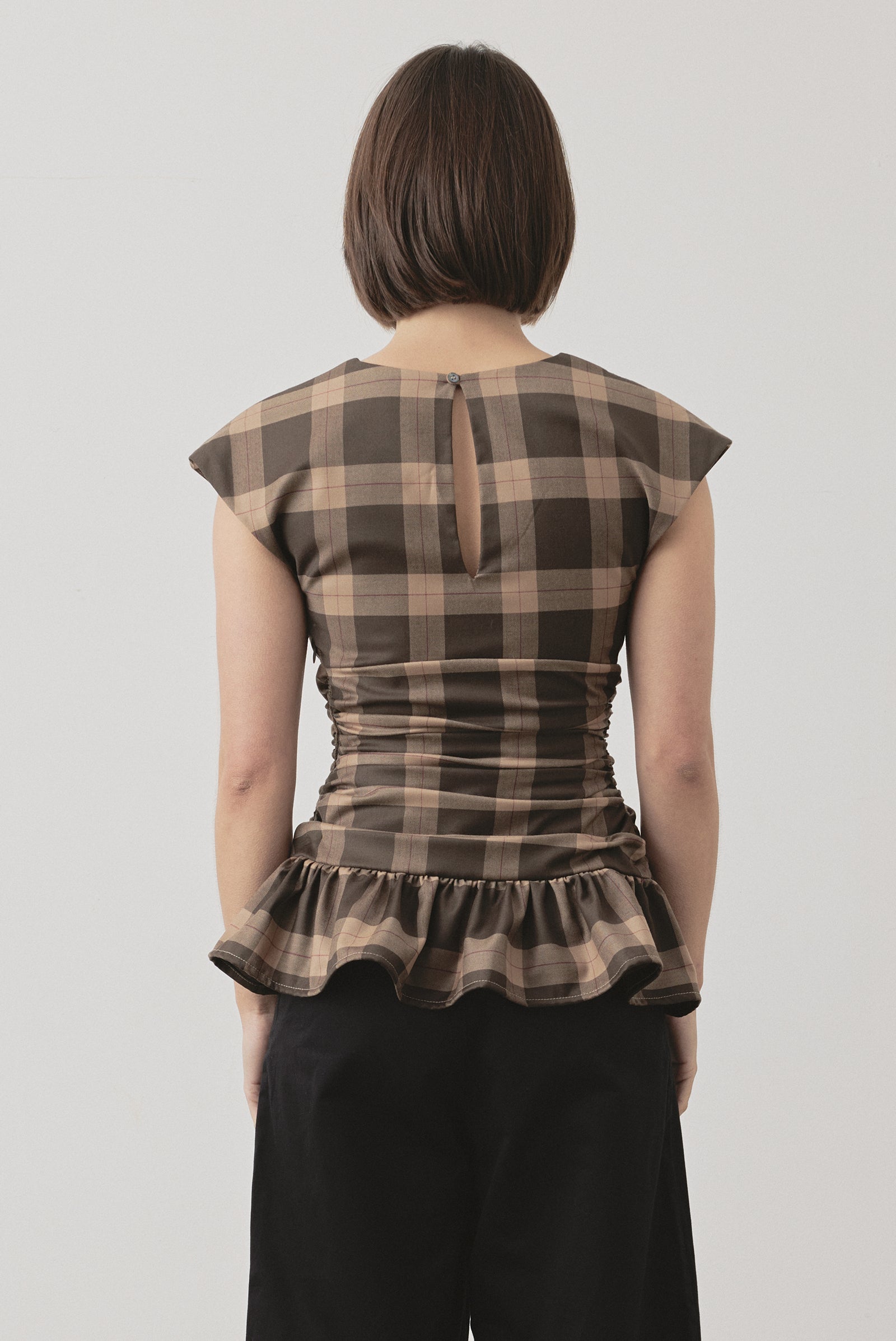 Haut bustier Vienna à carreaux chocolat