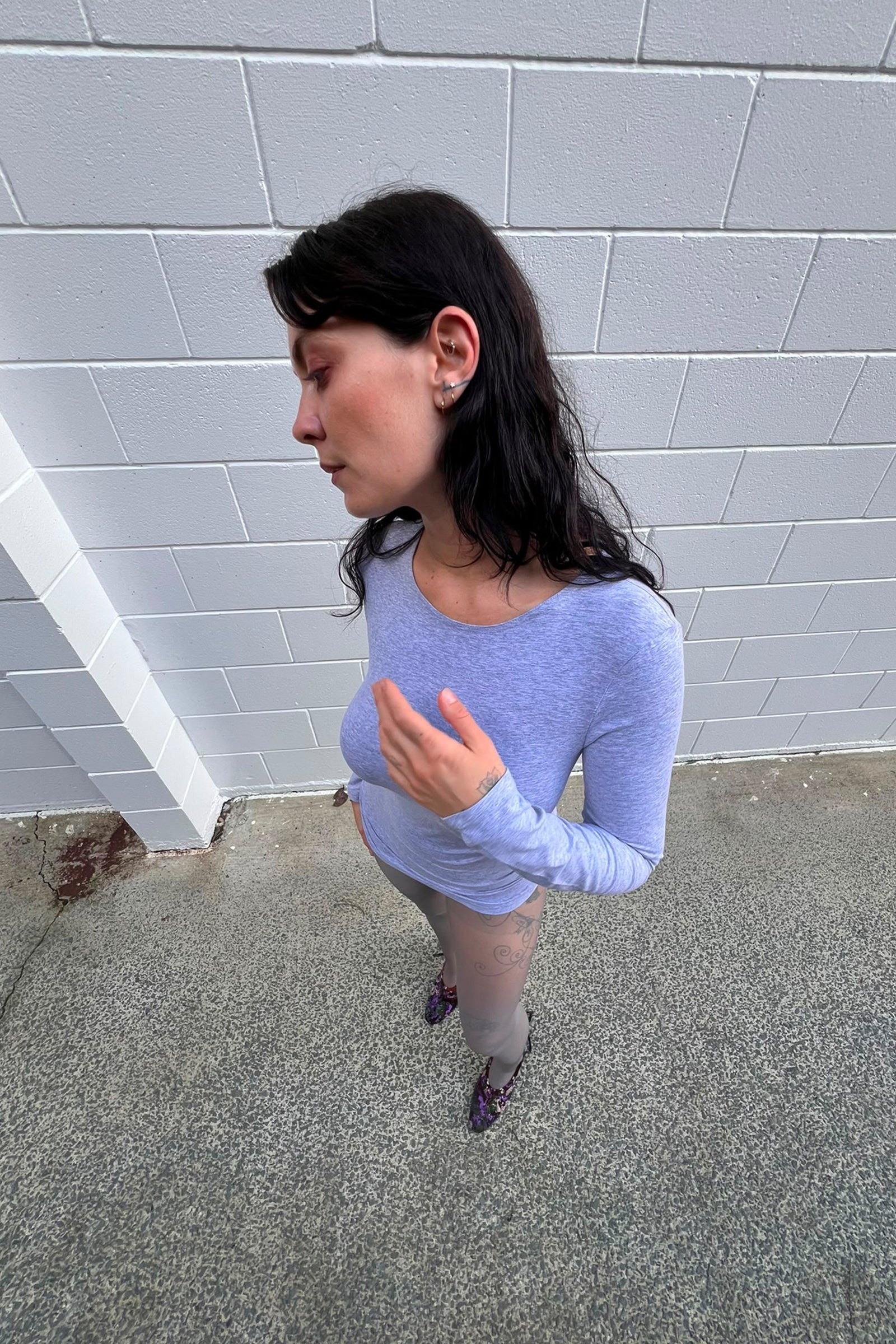 Warp LS Top in Grey Marle