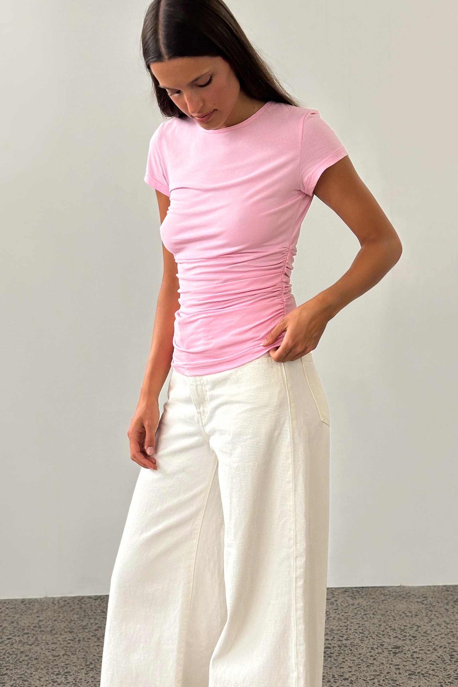 (Soldes) T-shirt Warp manches courtes rose layette
