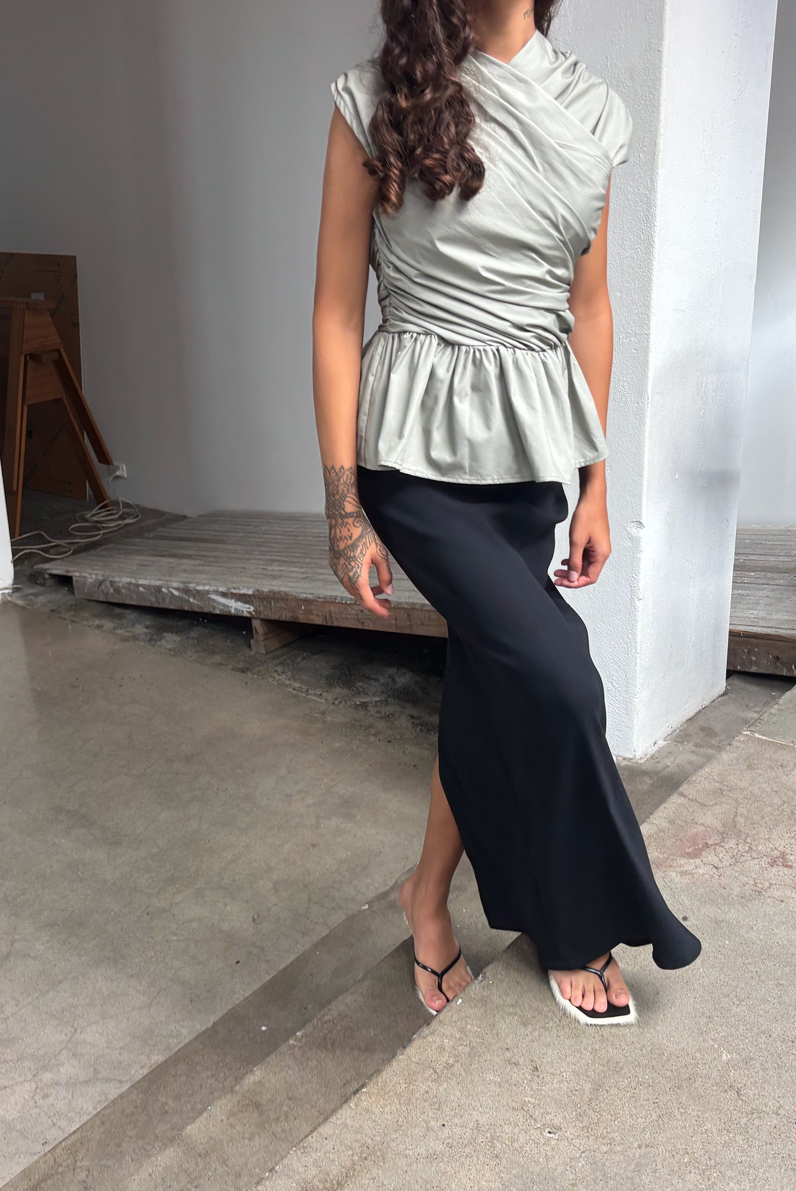 Wrap Bodice Deux Top in Sage Green