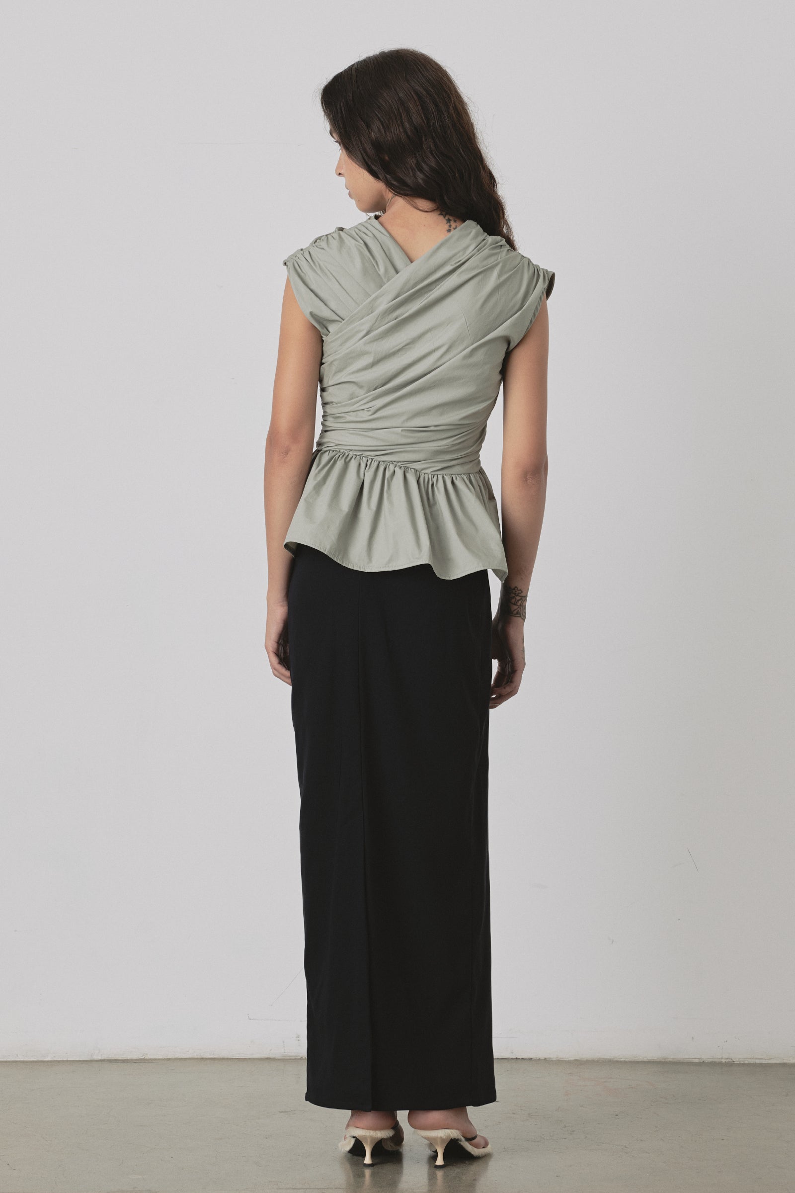 Wrap Bodice Deux Top in Sage Green