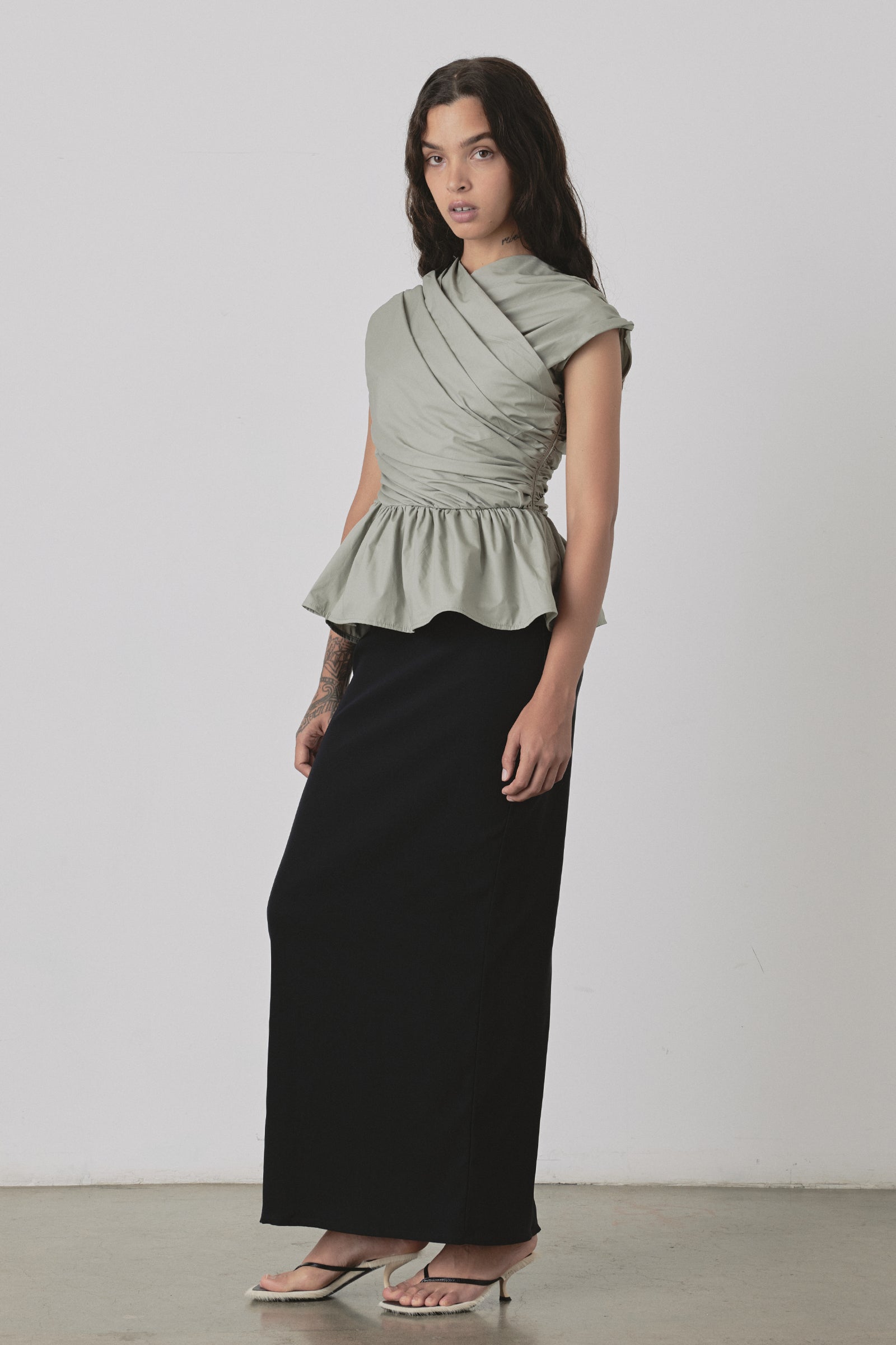 Wrap Bodice Deux Top in Sage Green