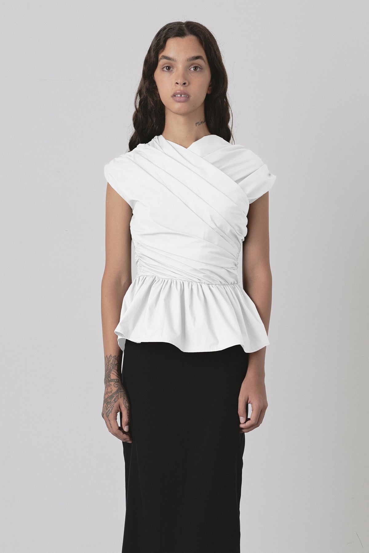 Wrap Bodice Deux Top in White