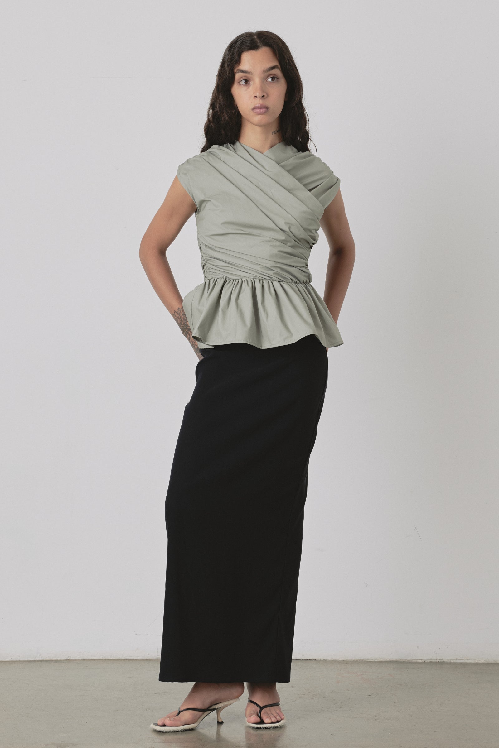 Wrap Bodice Deux Top in Sage Green
