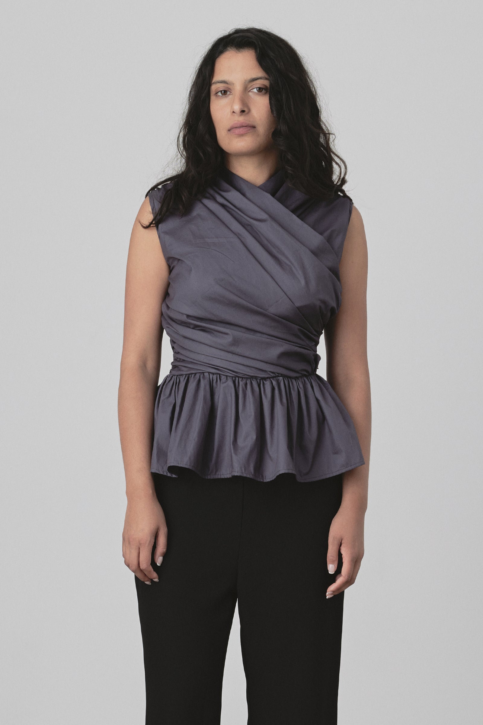 Wrap Bodice Deux Top in Charcoal