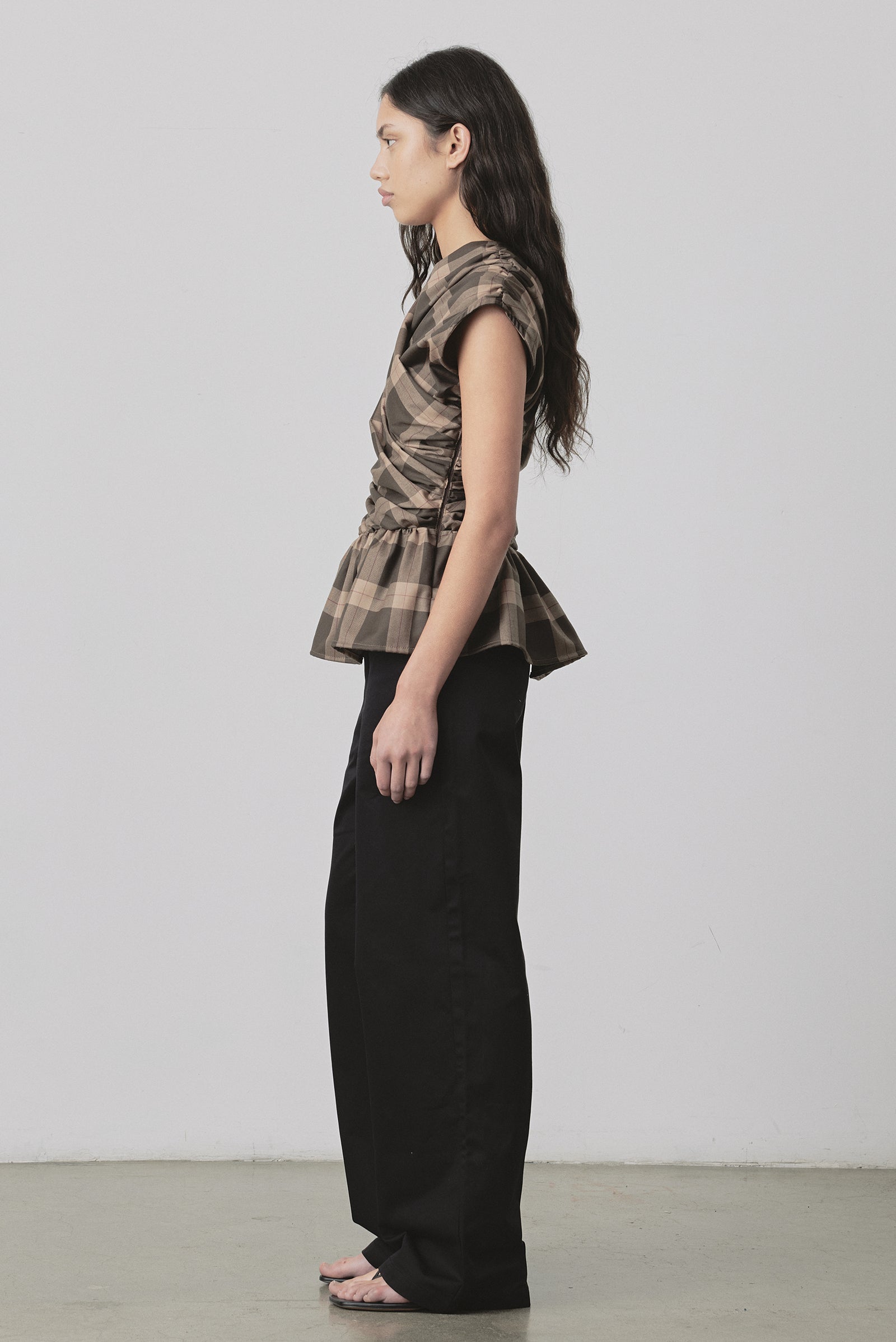 Wrap Bodice Deux Top in Chocolate Check