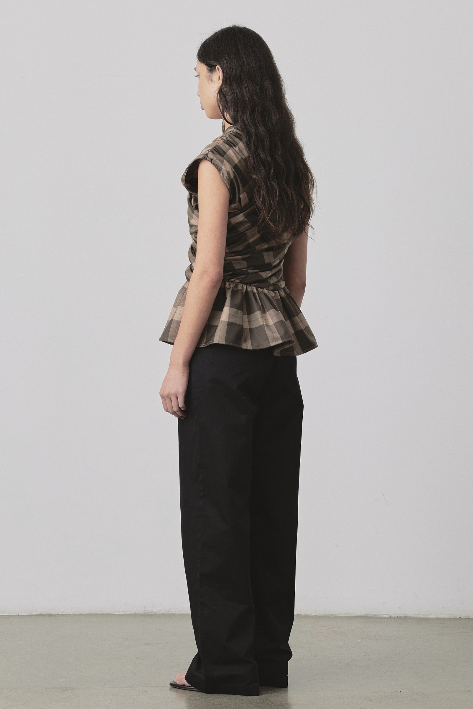 Wrap Bodice Deux Top in Chocolate Check