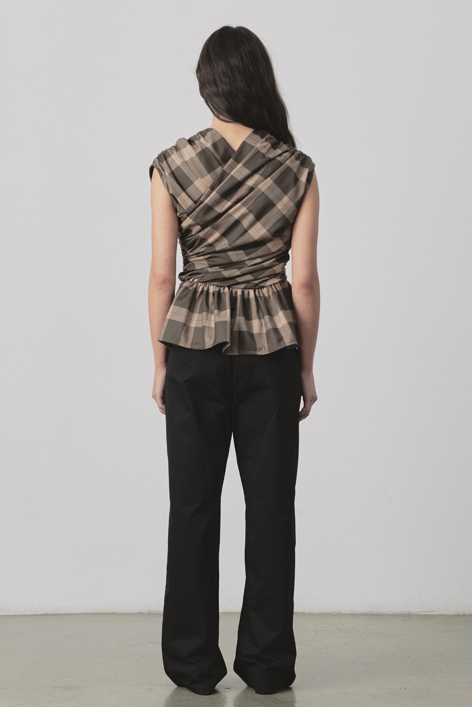 Wrap Bodice Deux Top in Chocolate Check