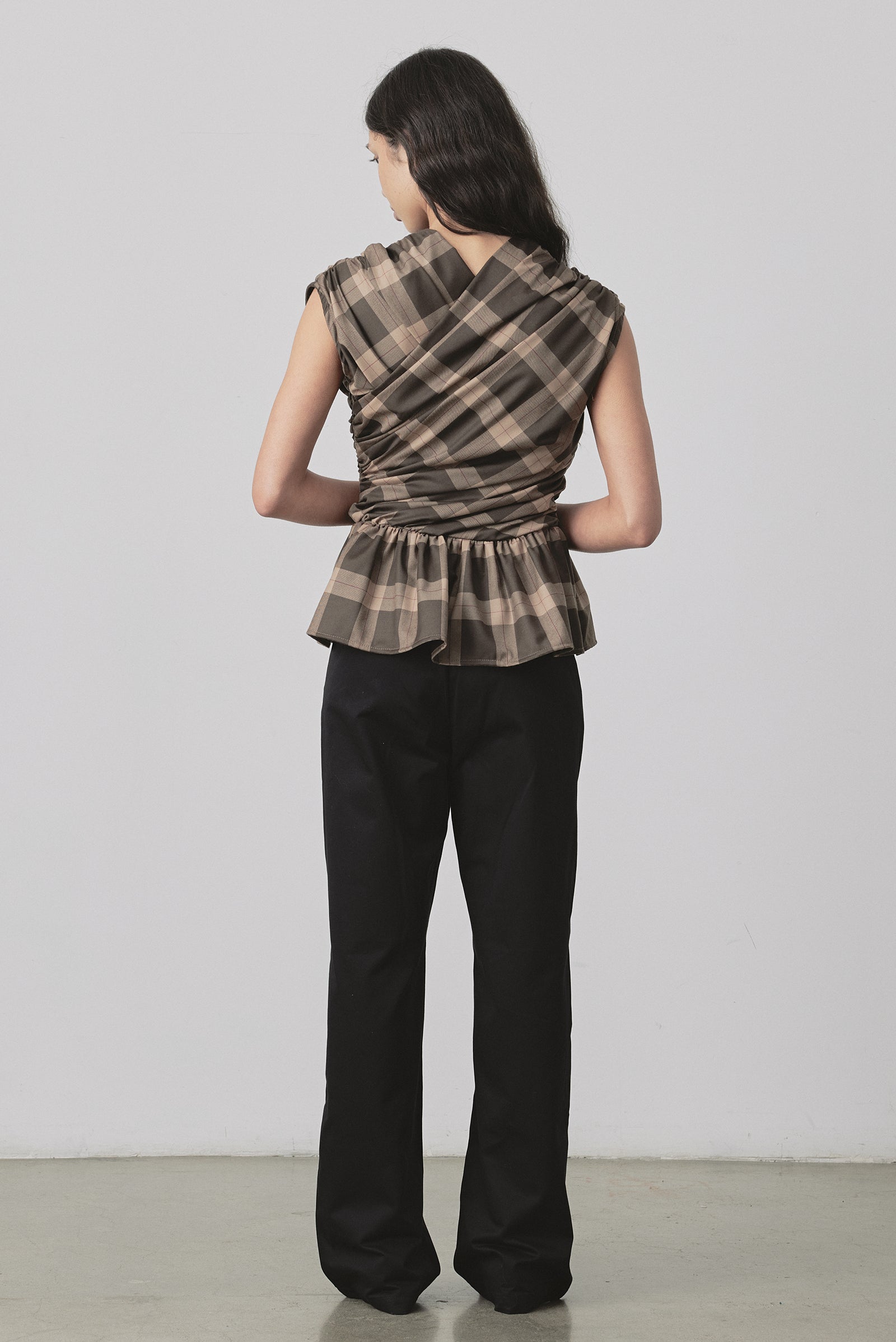 Wrap Bodice Deux Top in Chocolate Check