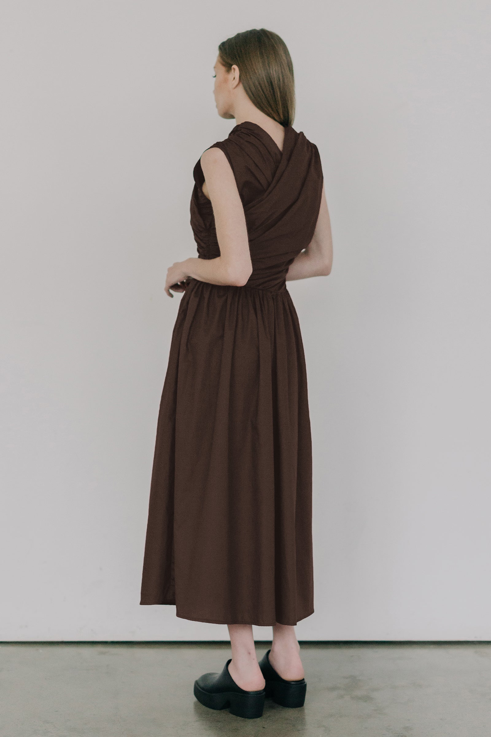 Wrap Bodice Dress in Chocolate